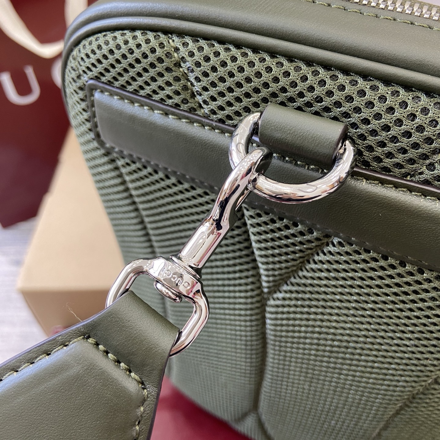 Gucci Supremee Canvas Small Messenger Bag, Forest Green Leather Trim 12 i1756625950949 4918 0 2