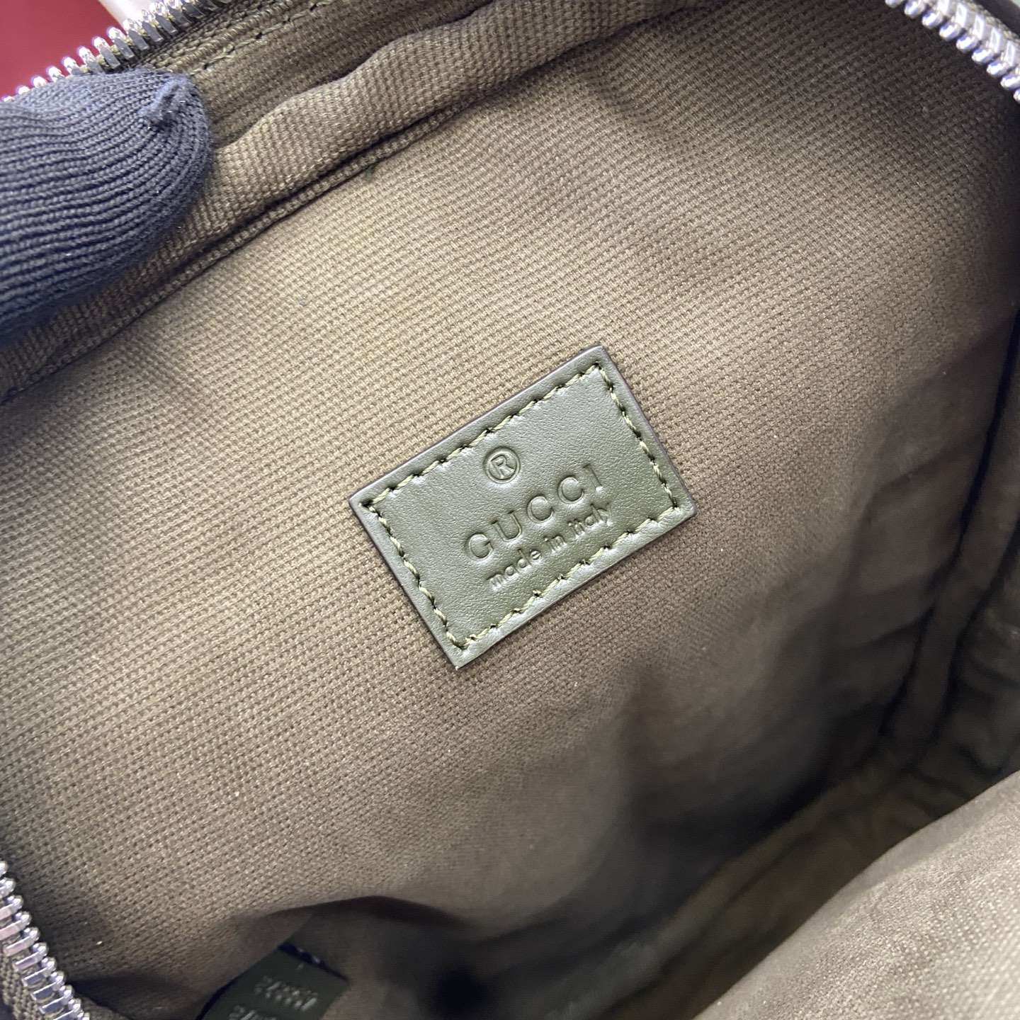 Gucci Supremee Canvas Small Messenger Bag, Forest Green Leather Trim 11 i1756625951915 4221 0 10