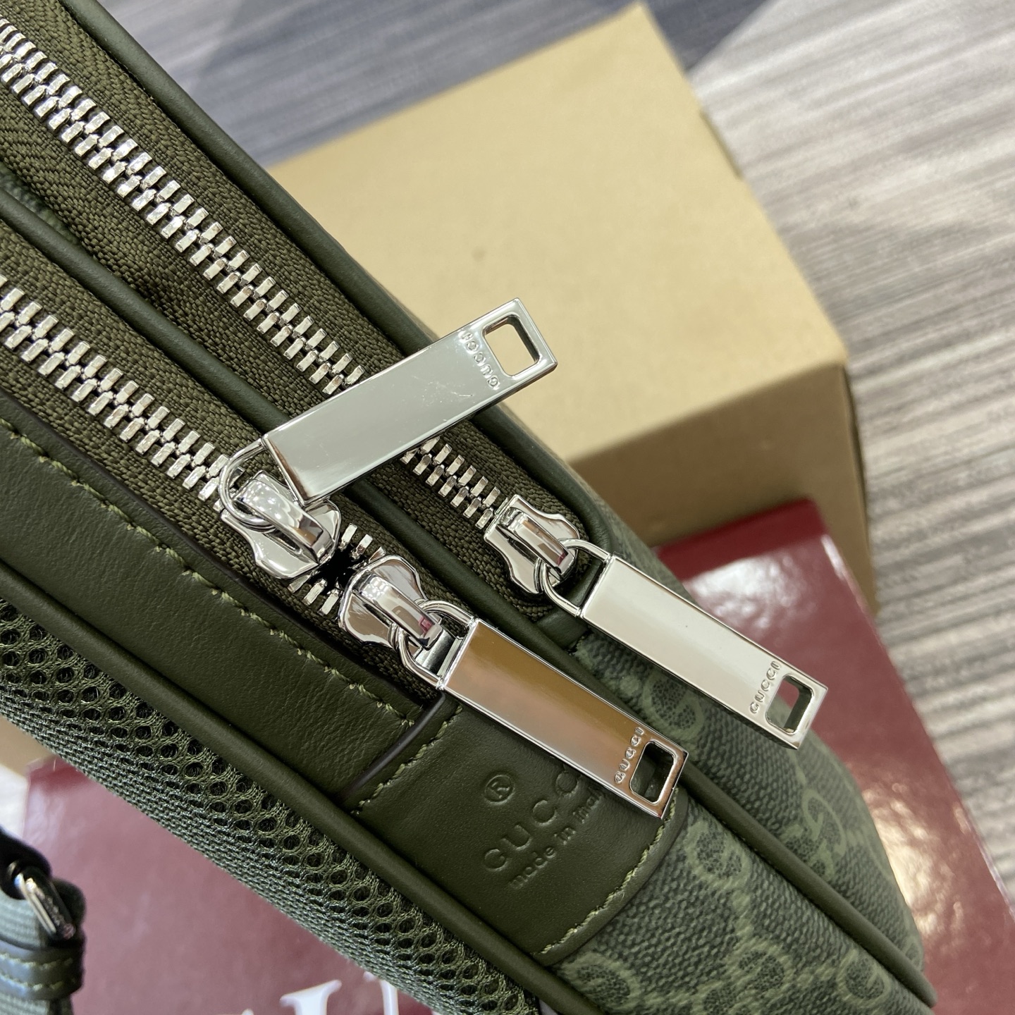 Gucci Supremee Canvas Small Messenger Bag, Forest Green Leather Trim 5 i1756625952709 245 0 4