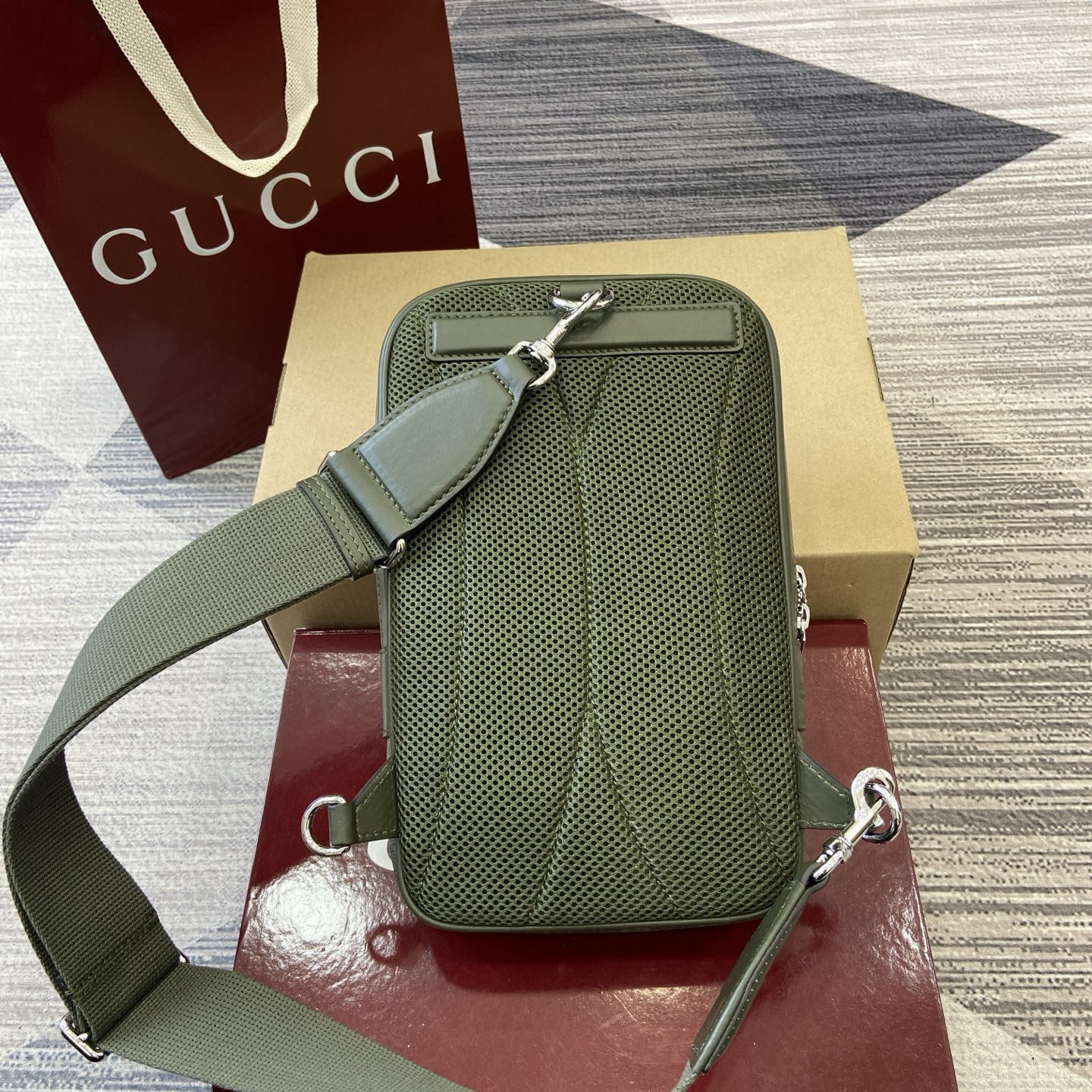 Gucci Supremee Canvas Small Messenger Bag, Forest Green Leather Trim 3 i1756625952827 1815 0 1