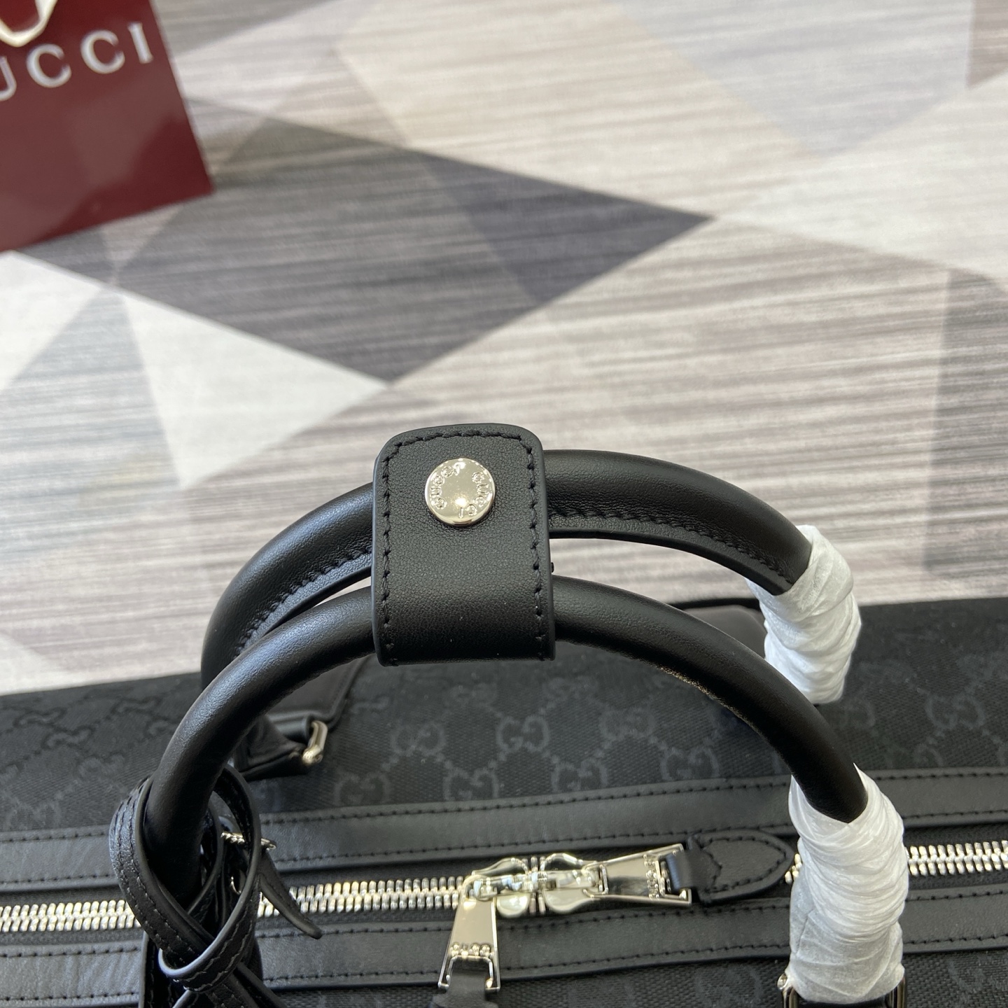 Gucci Duffle Bag in Black GG Canvas with Leather Trim, 52cm x 32cm x 28cm 7 i1756626000738 8243 0 6
