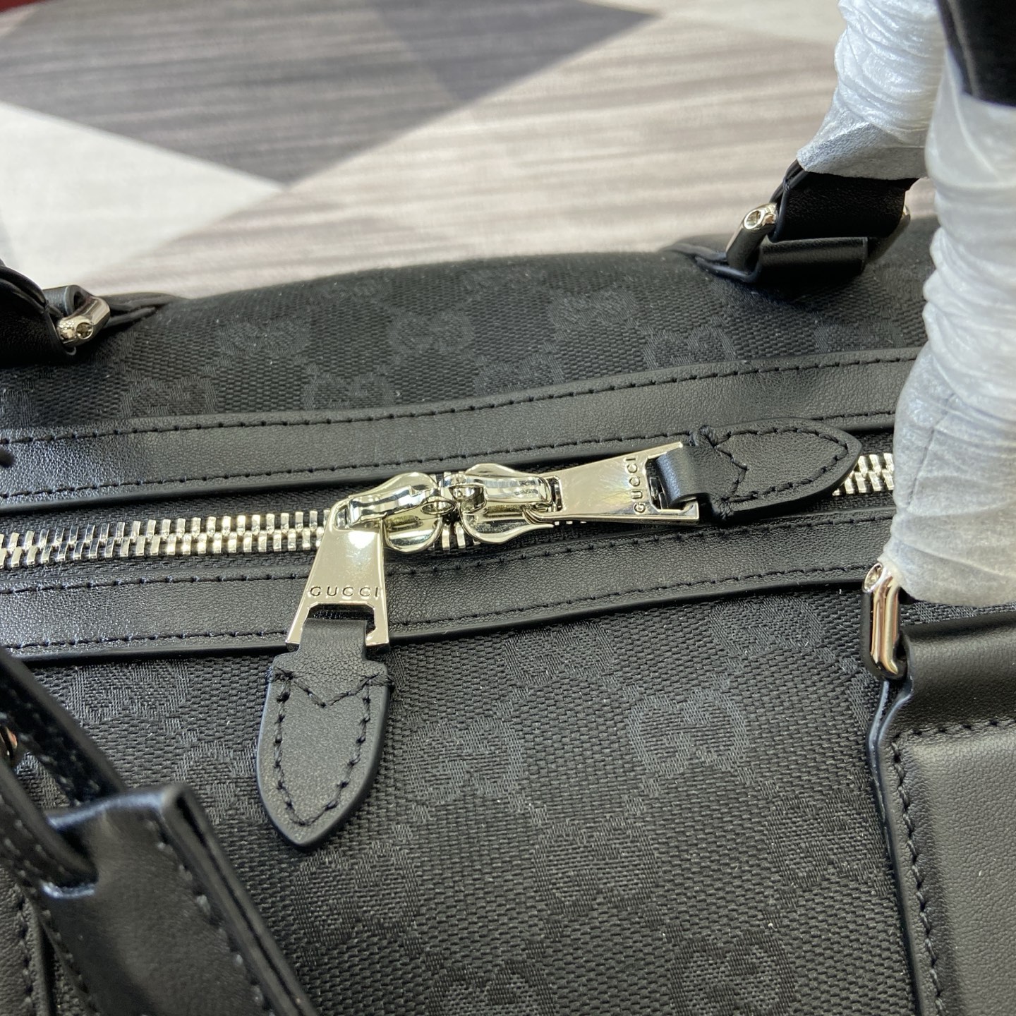 Gucci Duffle Bag in Black GG Canvas with Leather Trim, 52cm x 32cm x 28cm 12 i1756626000847 3730 0 5