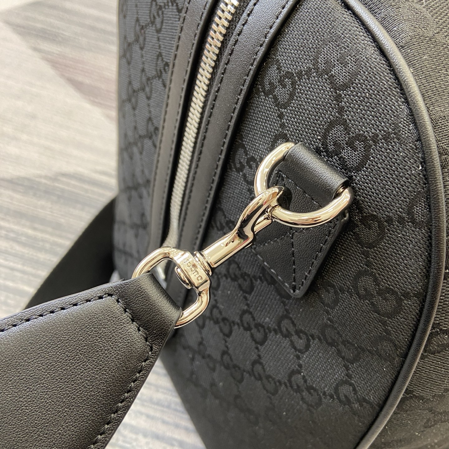 Gucci Duffle Bag in Black GG Canvas with Leather Trim, 52cm x 32cm x 28cm 5 i1756626001894 6917 0 3