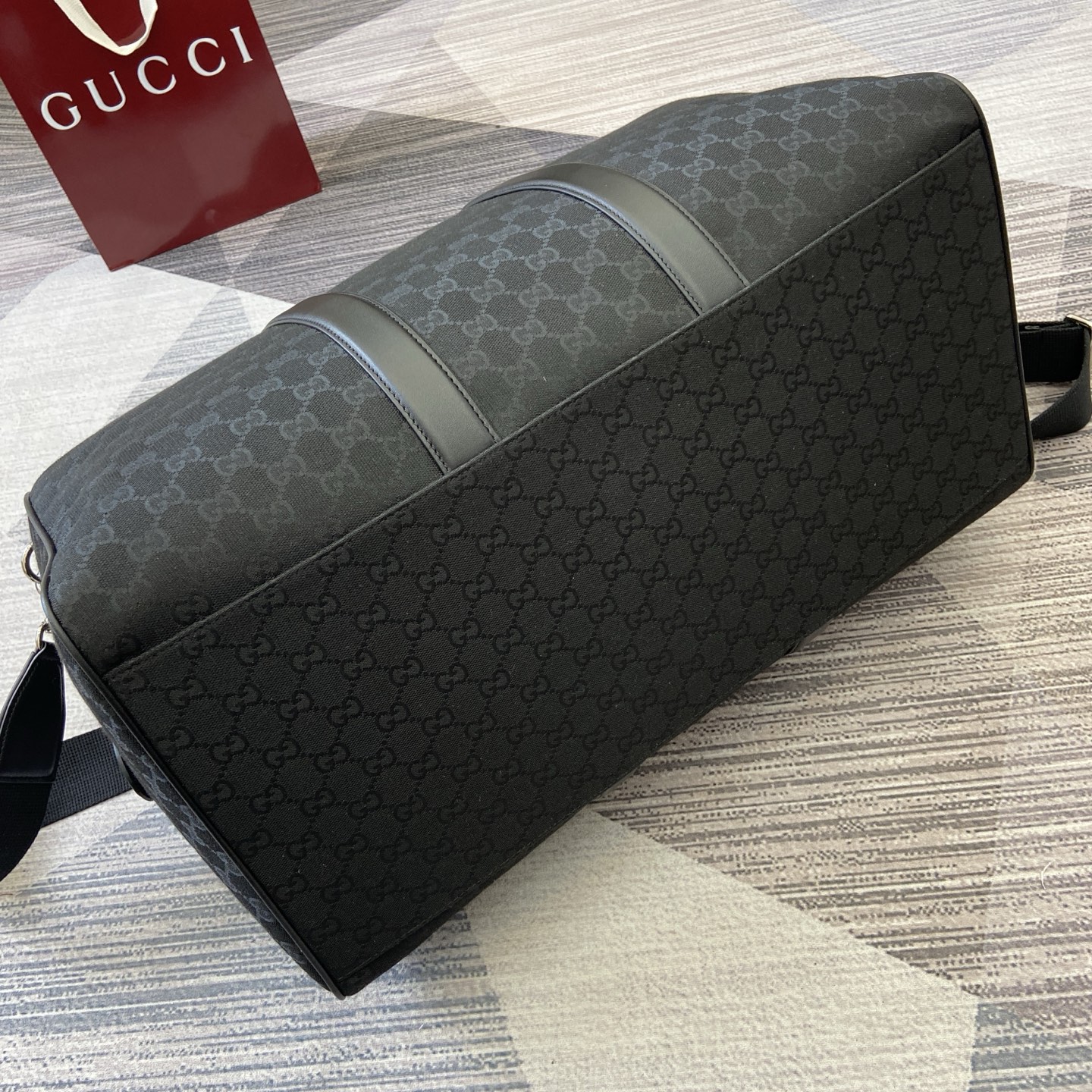 Gucci Duffle Bag in Black GG Canvas with Leather Trim, 52cm x 32cm x 28cm 8 i1756626002796 1664 0 7