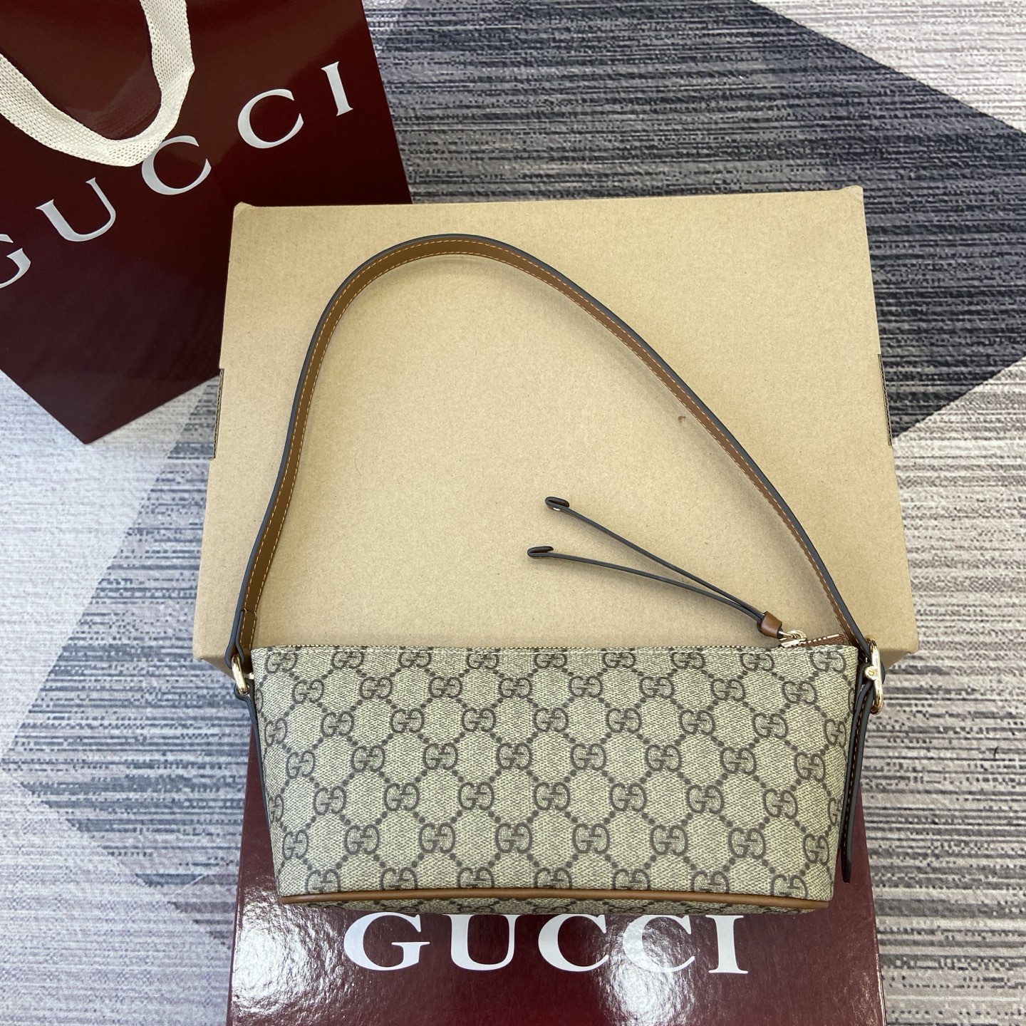 Gucci Emblem Small Shoulder Bag Beige and Dark Brown GG Supreme Canvas 4 i1756786260471 4856 0 1