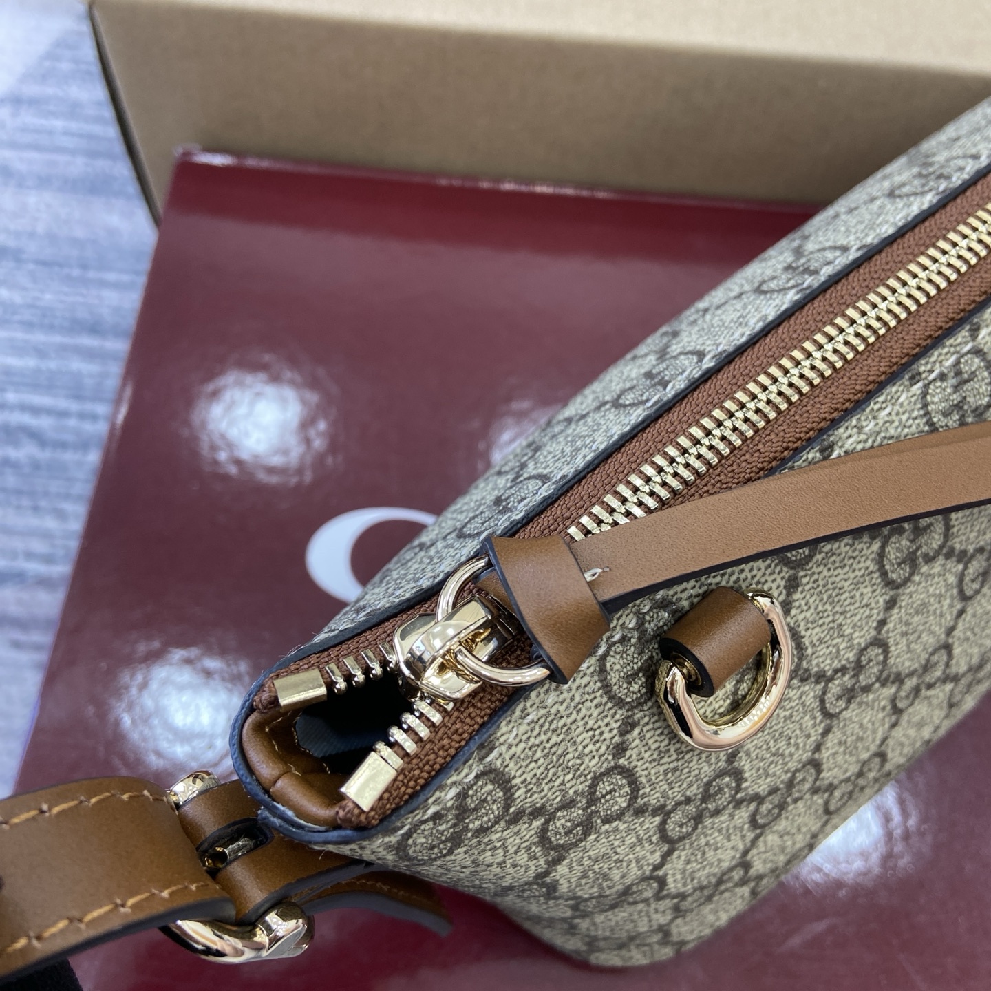 Gucci Emblem Small Shoulder Bag Beige and Dark Brown GG Supreme Canvas 8 i1756786262739 8446 0 6