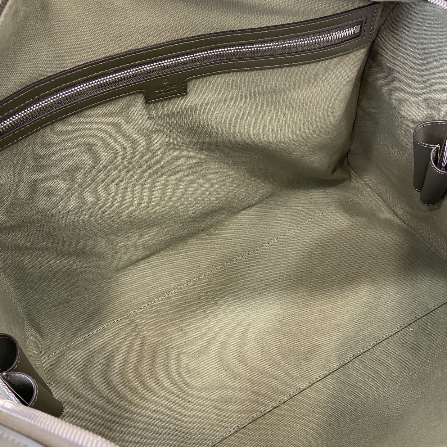 Gucci Medium Duffle Bag in Green GG Coated Fabric with Leather Trim 9 i1757141205755 9594 0 11