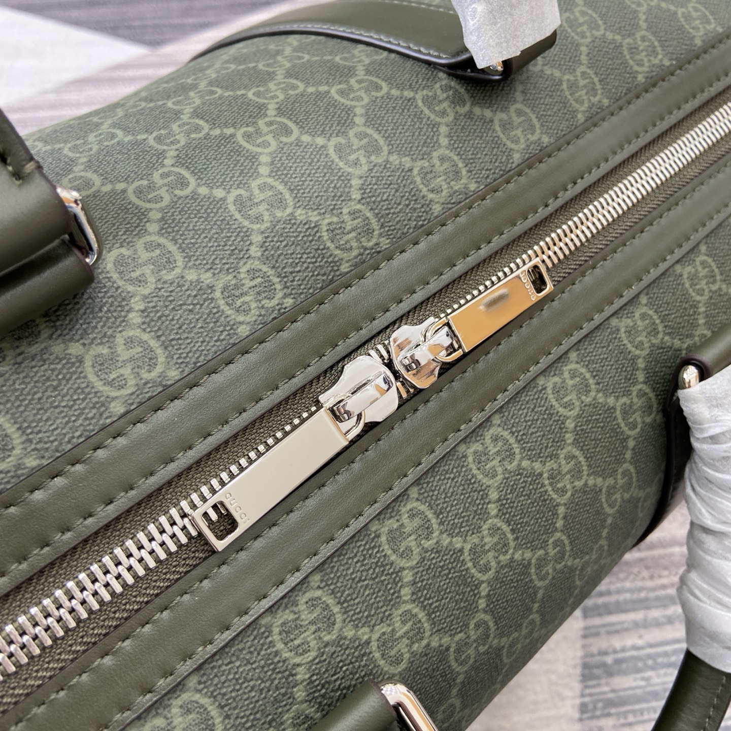 Gucci Medium Duffle Bag in Green GG Coated Fabric with Leather Trim 11 i1757141208336 9907 0 10