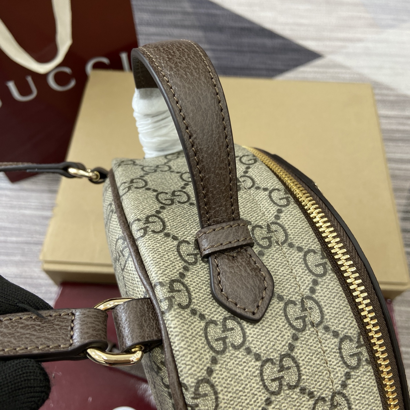Gucci Ophidia Small Backpack GG Beige/Brown Leather Trim Gold-Toned Hardware 5 i1757141239375 3974 0 3