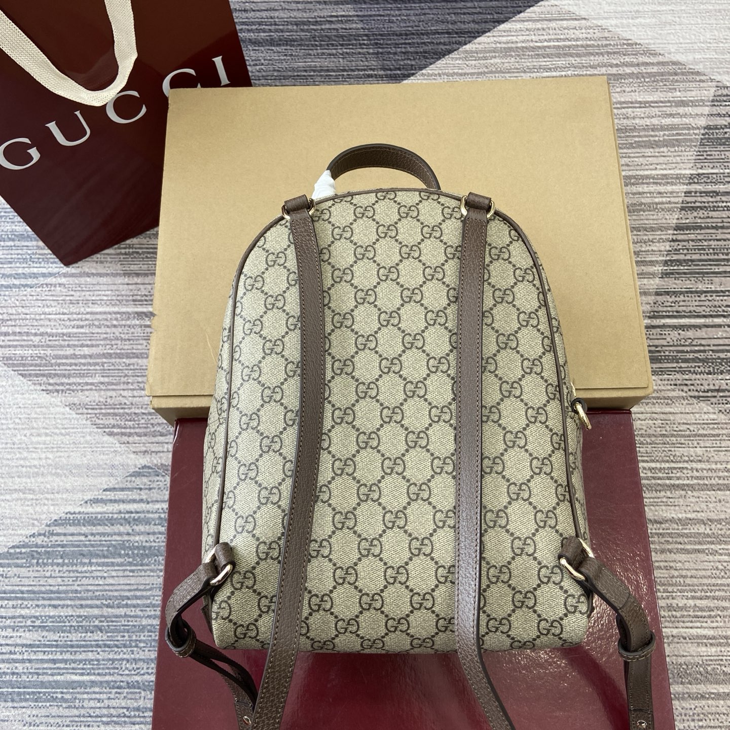 Gucci Ophidia Small Backpack GG Beige/Brown Leather Trim Gold-Toned Hardware 3 i1757141239472 3858 0 1