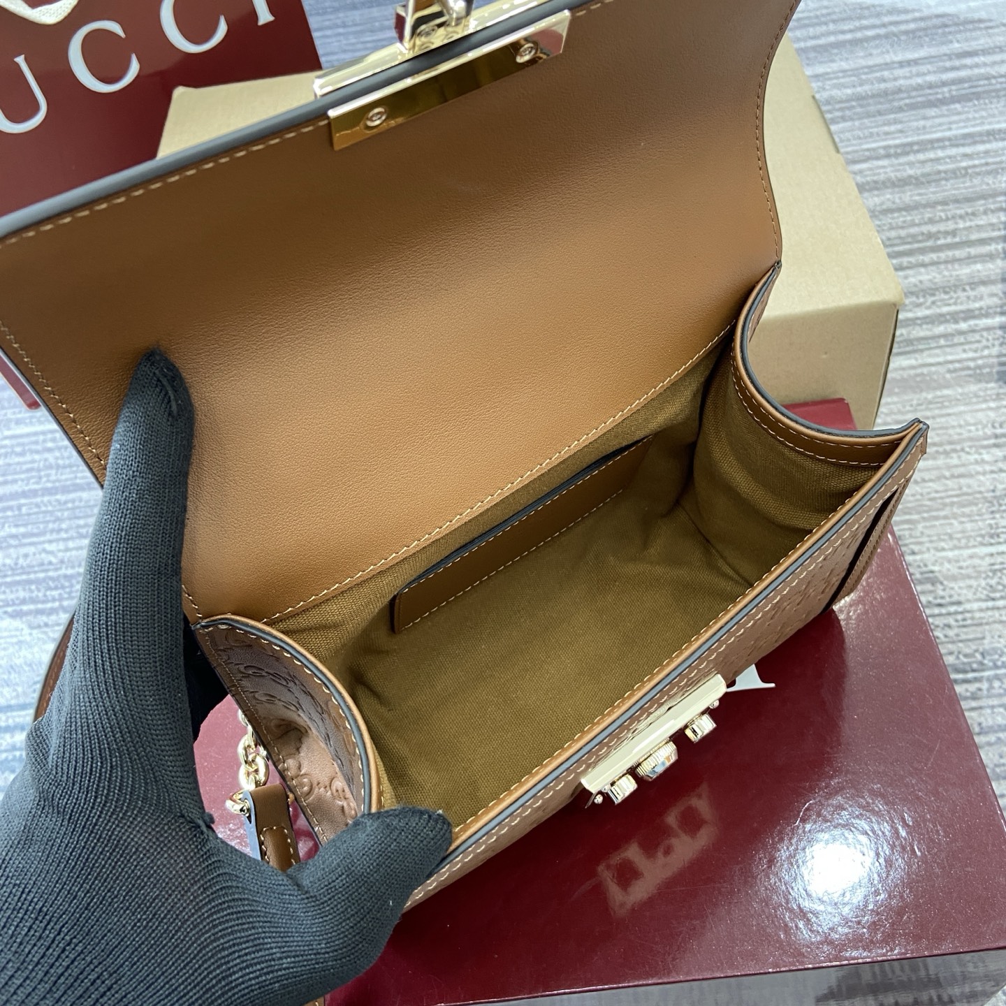 Gucci Padlock GG Embossed Leather Top Handle Bag Brown - Stylish & Versatile 10 i1757141272802 9958 0 8