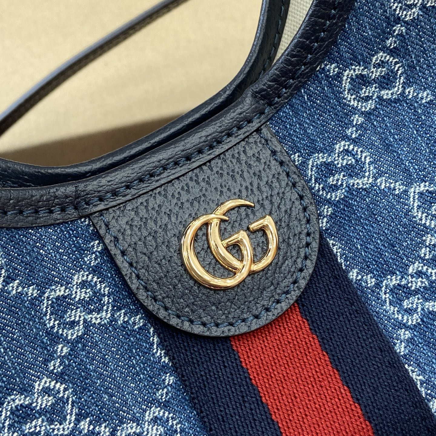 Gucci Giglio Small Tote Bag in Blue Denim Canvas with Web Trim 5 i1757309136500 8230 0 4