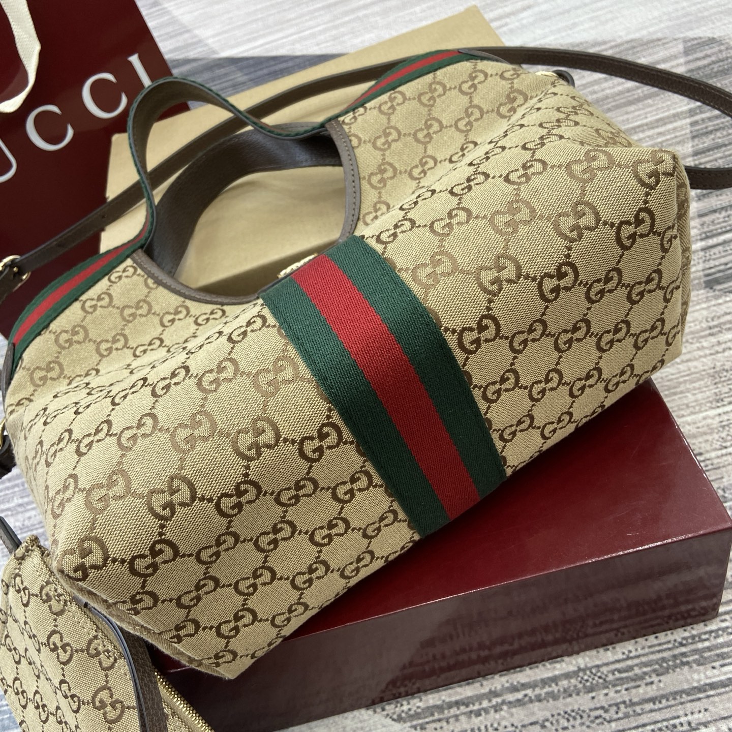 Gucci Giglio Small Tote Bag GG Canvas with Removable Pouch - Brown/Beige 9 i1757309147142 3250 0 7