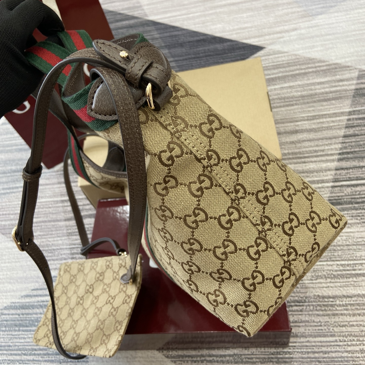 Gucci Giglio Small Tote Bag GG Canvas with Removable Pouch - Brown/Beige 5 i1757309147176 1649 0 2
