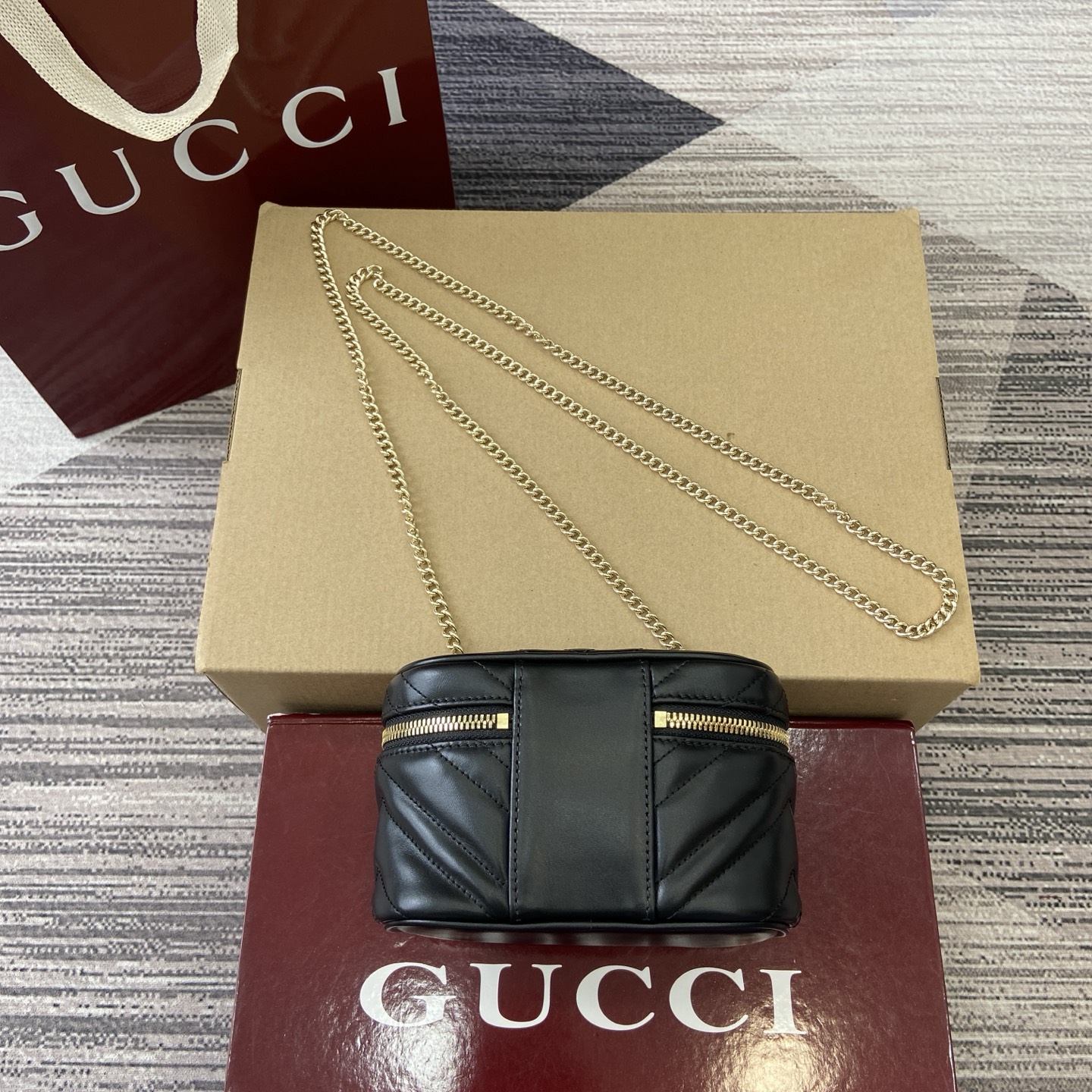 Gucci Marmont Chain Cosmetic Bag Black Leather, 15 cm 4 i1757578905288 9743 0 1