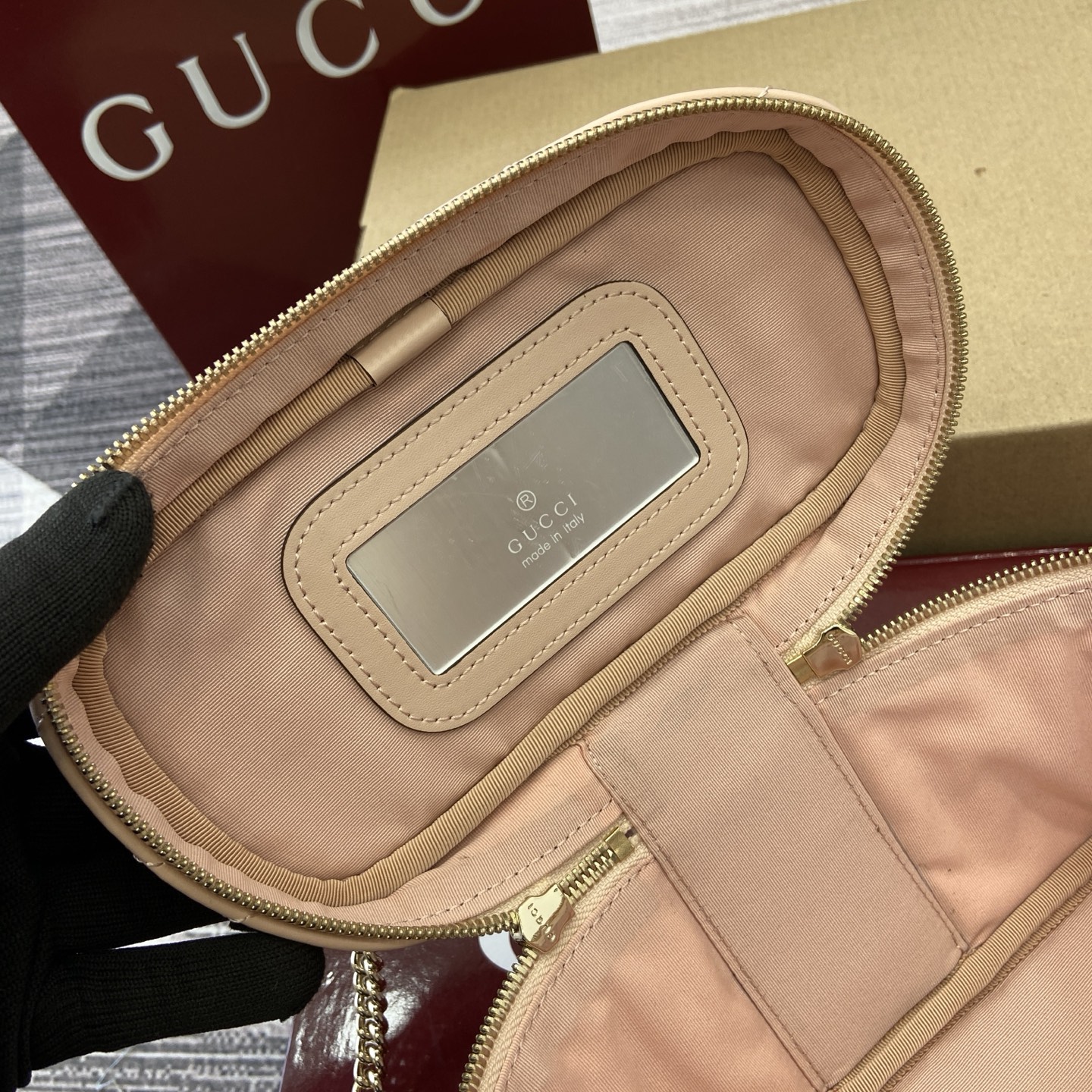 Gucci Marmont Chain Cosmetic Bag Light Pink Leather, 19 cm 12 i1757655713641 4685 0 9