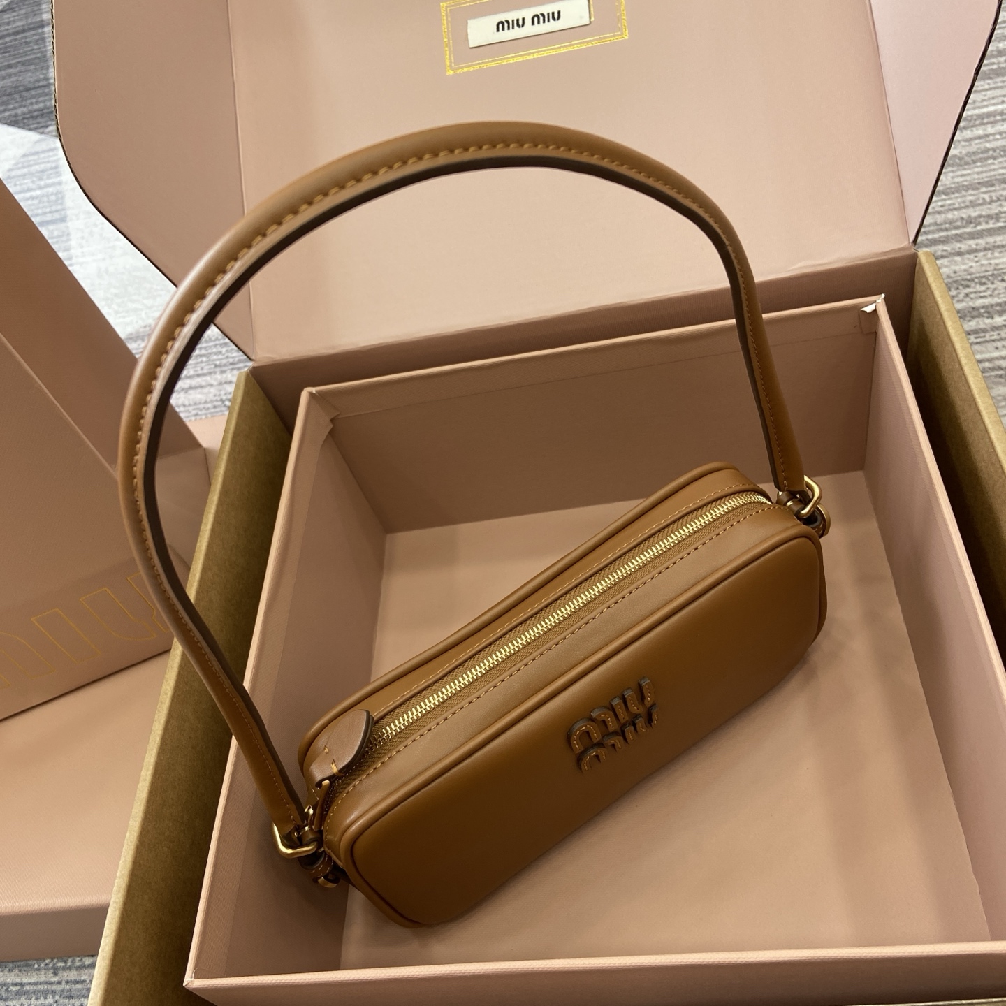 Miu Miu Limited Edition Mahjong Bag in Cognac Leather - Chic & Compact 5 i1758362927618 3769 0 4