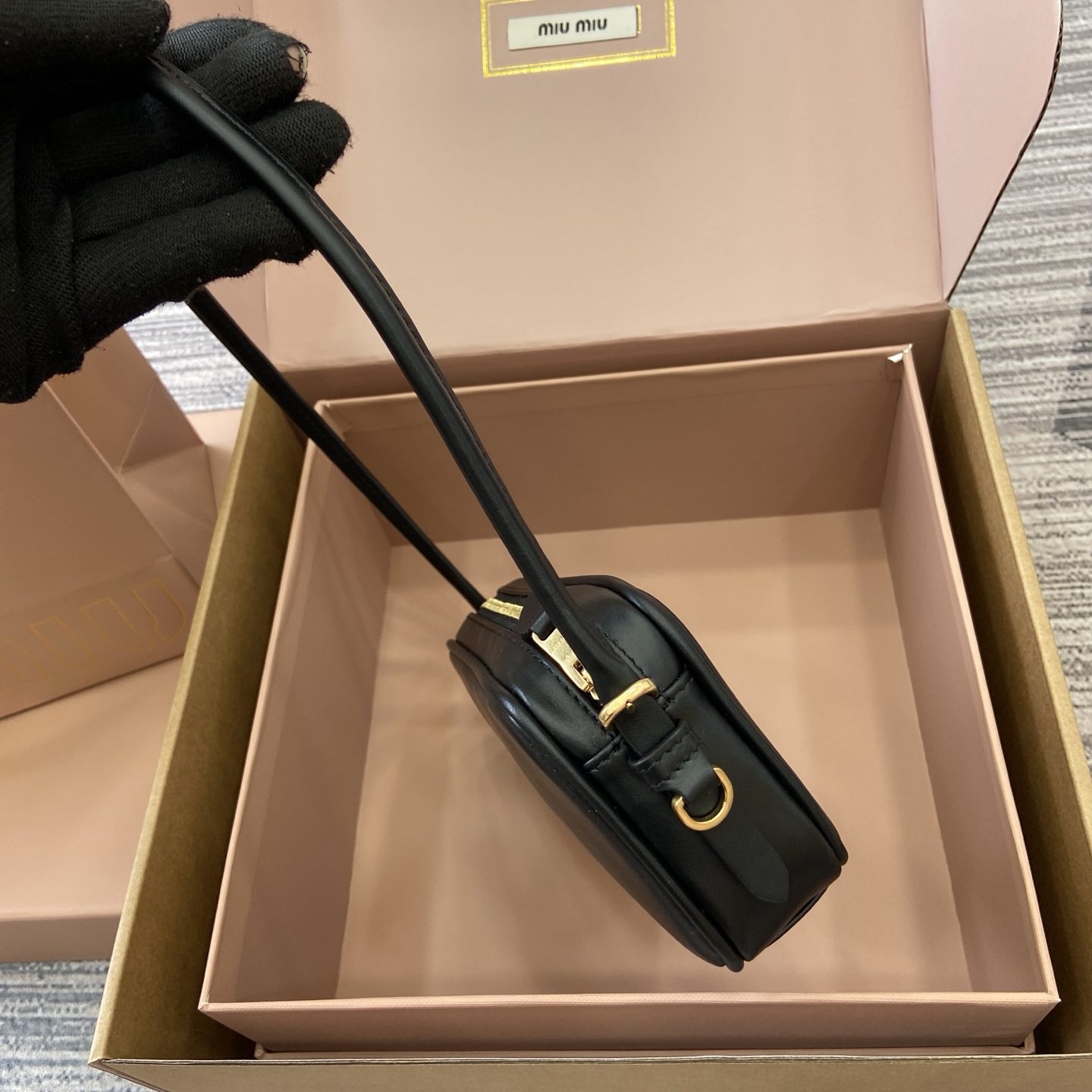 Miu Miu Limited Edition Black Leather Mahjong Bag with Adjustable Strap 5 i1758362933455 7737 0 3