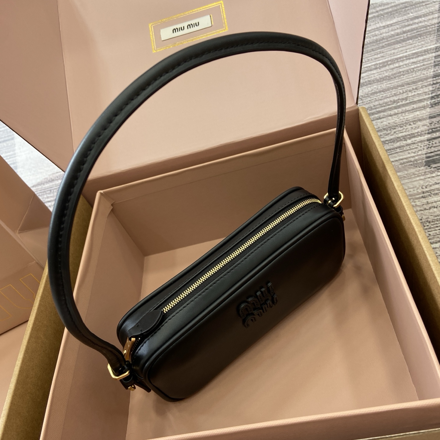 Miu Miu Limited Edition Black Leather Mahjong Bag with Adjustable Strap 6 i1758362933484 9964 0 4
