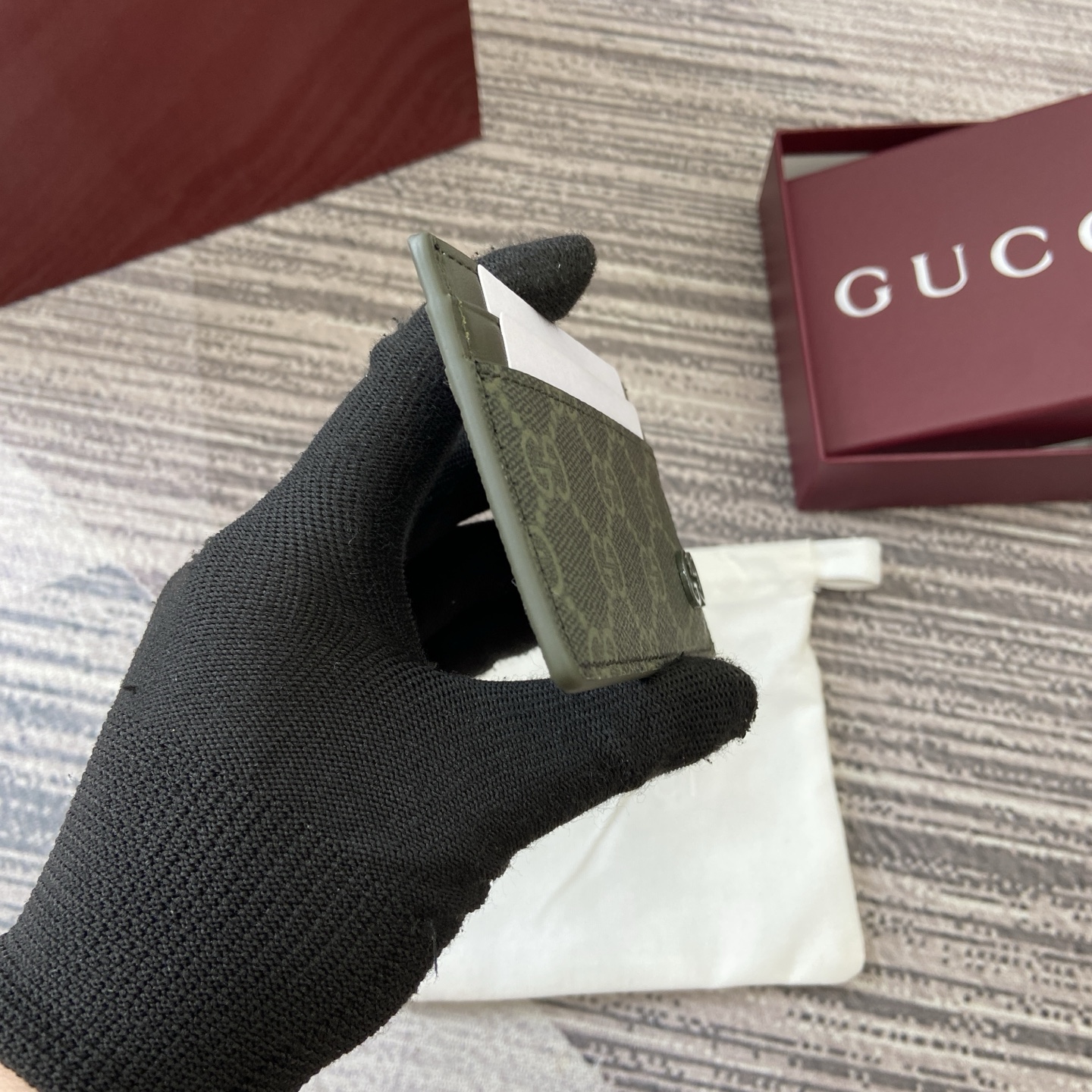 Gucci Forest Green GG-Motif Coated Fabric Card Holder - Slim & Stylish 4 i1758362954818 3657 0 2
