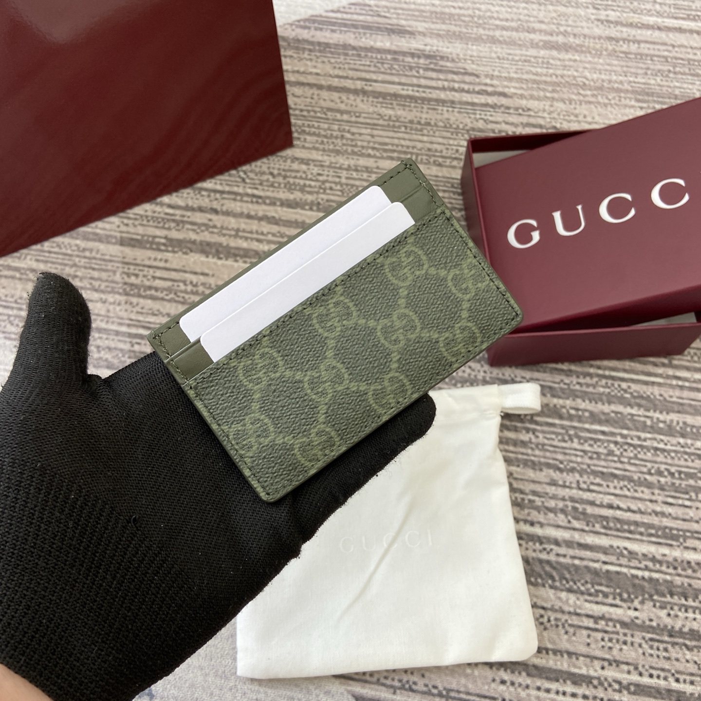 Gucci Forest Green GG-Motif Coated Fabric Card Holder - Slim & Stylish 3 i1758362956343 7453 0 1