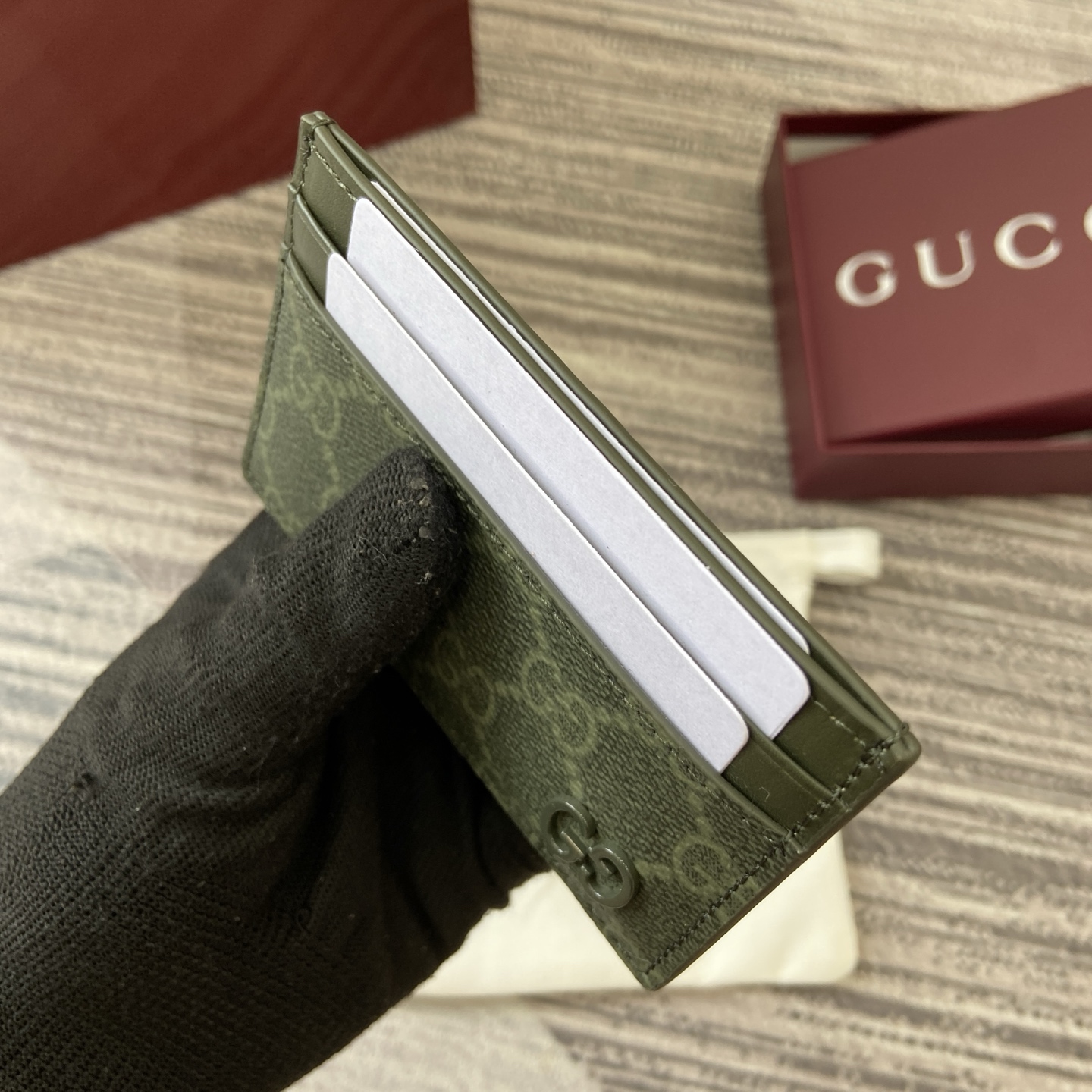 Gucci Forest Green GG-Motif Coated Fabric Card Holder - Slim & Stylish 7 i1758362956368 6369 0 5