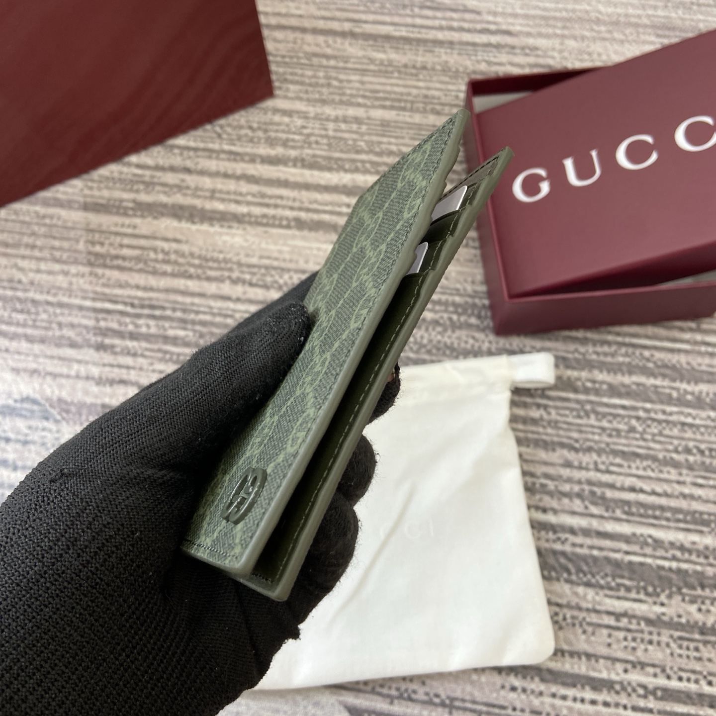 Gucci Forest Green GG Supreme Coated Fabric Card Holder Wallet 5 i1758362973728 7605 0 3