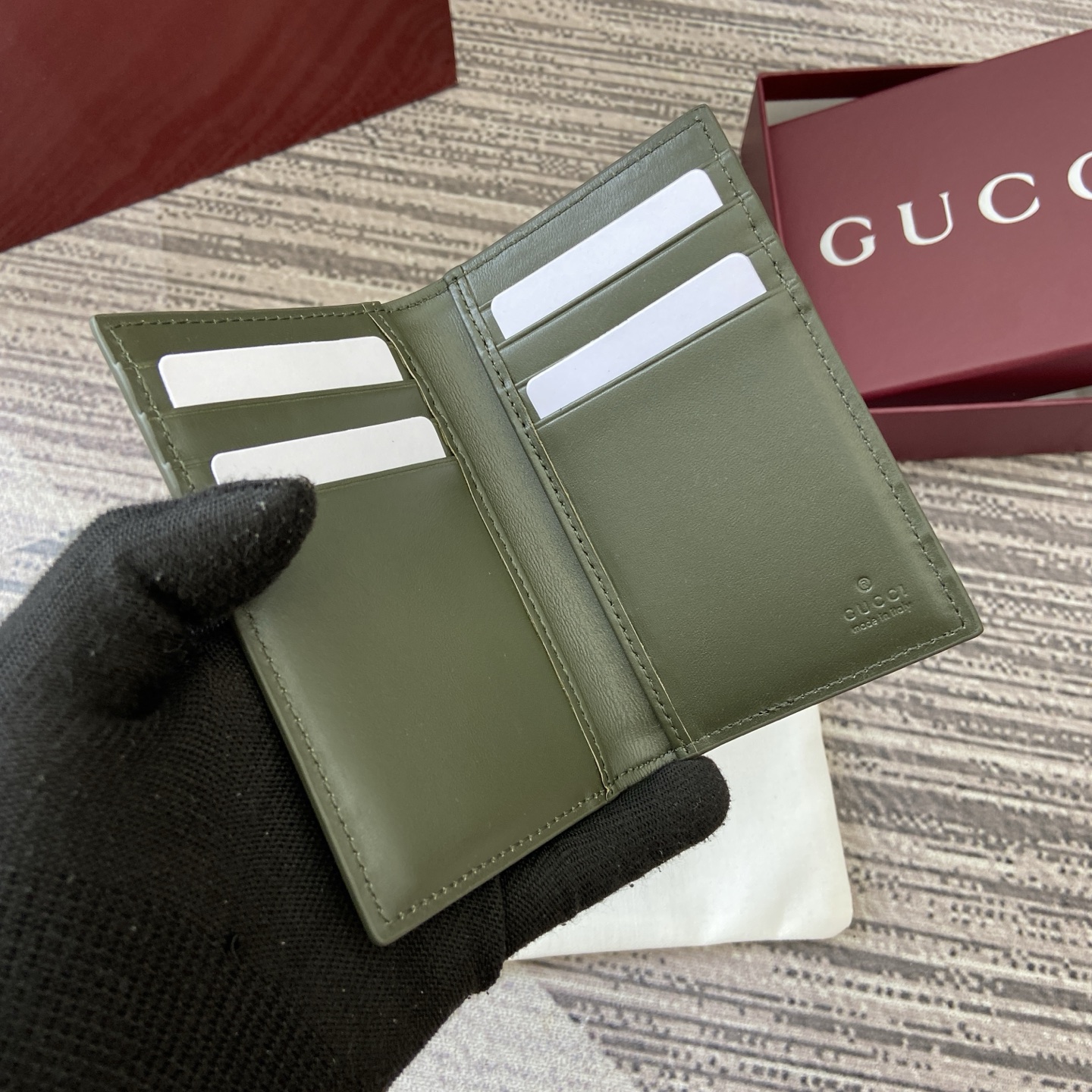 Gucci Forest Green GG Supreme Coated Fabric Card Holder Wallet 8 i1758362973857 7480 0 6