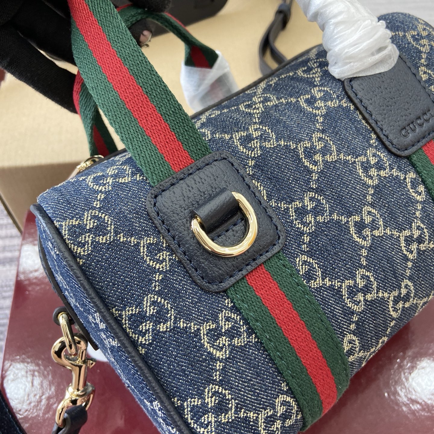 Gucci Mini Handbag in Denim with Web Stripe and Detachable Strap 8 i1758363045027 5386 0 6