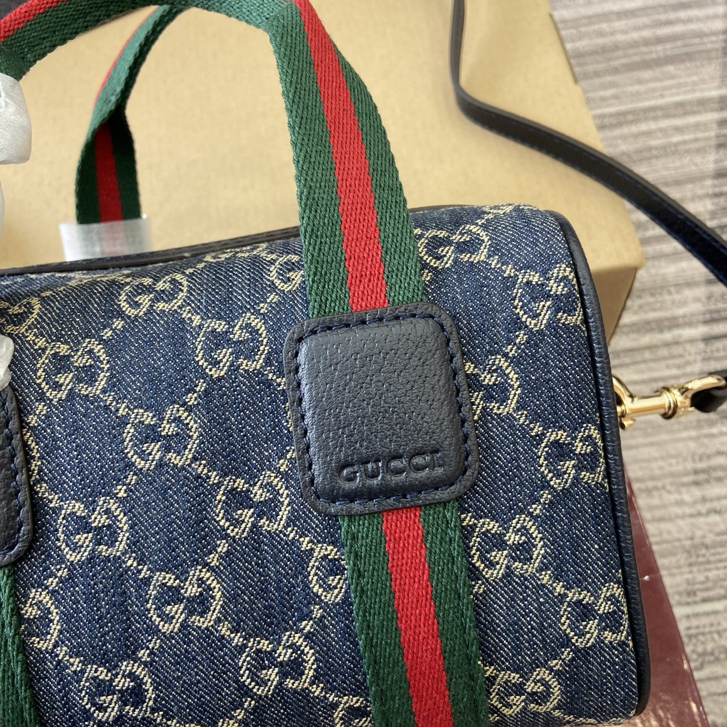 Gucci Mini Handbag in Denim with Web Stripe and Detachable Strap 5 i1758363047641 5335 0 2