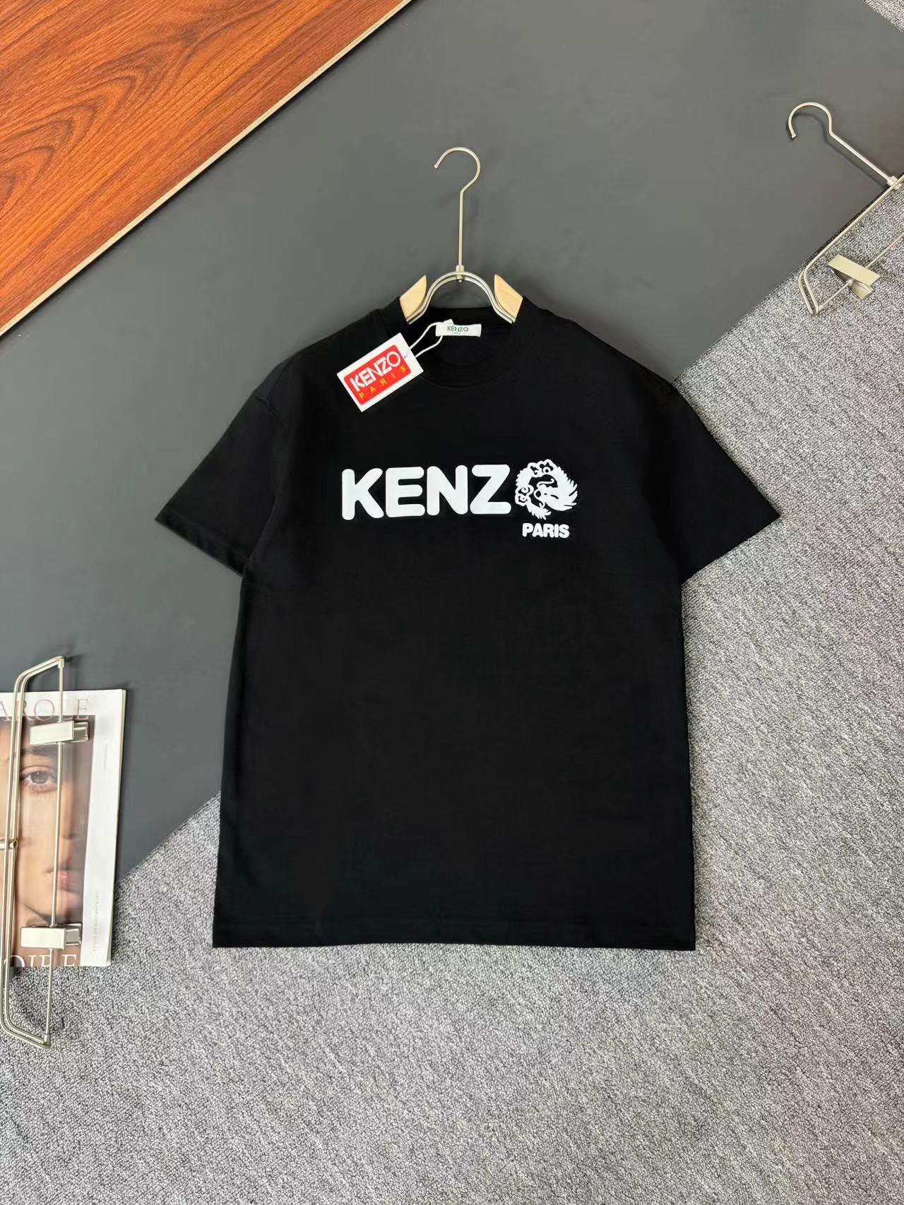 kenz* última camiseta de cuello redondo de manga corta de moda para primavera/verano, tela de algodón puro de doble hil…