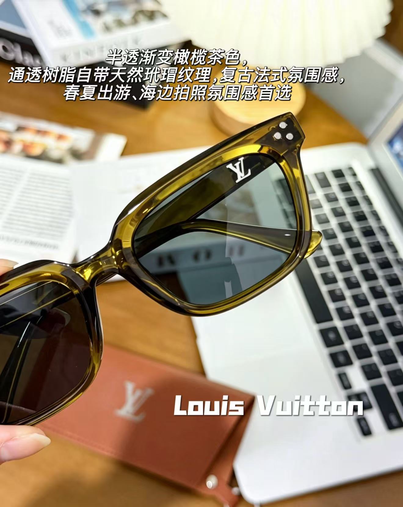 镜框上角三颗圆点铆钉,LV 中古墨镜经典元素 4