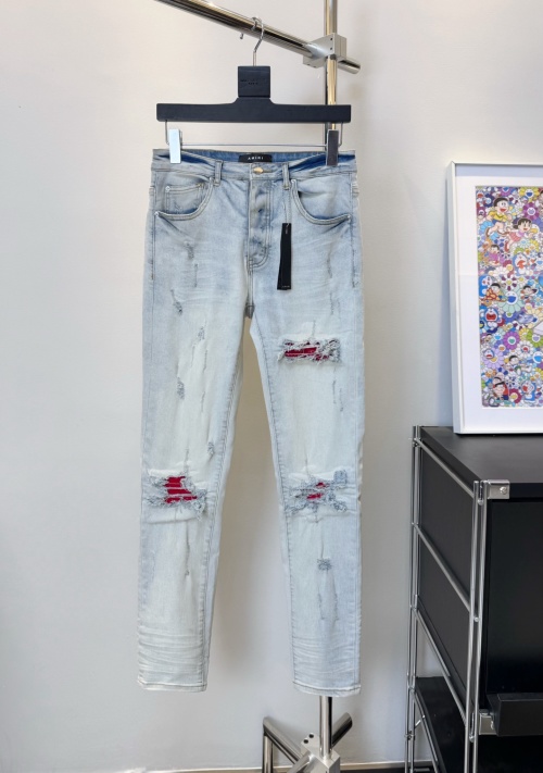Amiri MX1 Red Patch Distressed Denim Jeans, Slim Fit, High Street Fashion 1 Amiri MX1 Red Patch Distressed Denim Jeans, Slim Fit, High Street Fashion