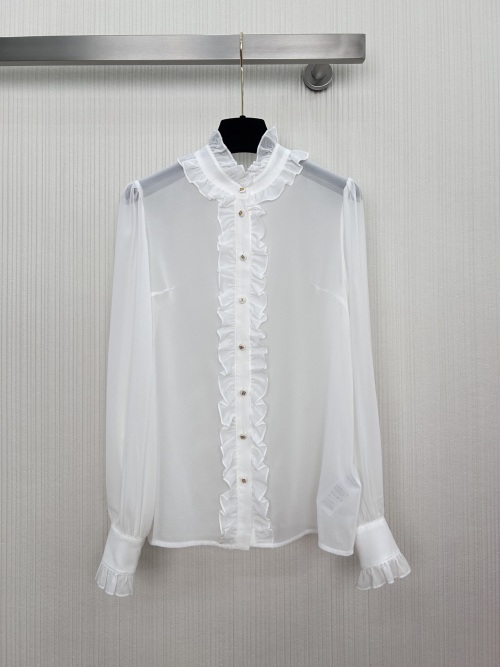 Dolce & Gabbana Women's White Silk Ruffle Blouse Long Sleeve 1 Dolce & Gabbana Women's White Silk Ruffle Blouse Long Sleeve
