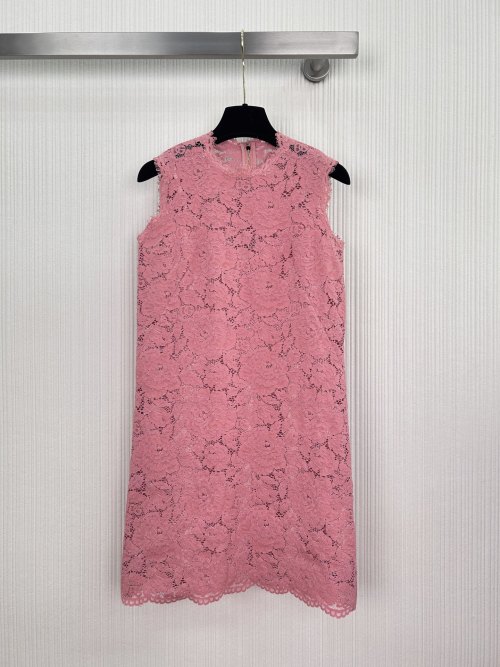 Dolce&Gabbana Pink Lace Sleeveless Mini Dress - Elegant & Romantic 1 Dolce&Gabbana Pink Lace Sleeveless Mini Dress - Elegant & Romantic
