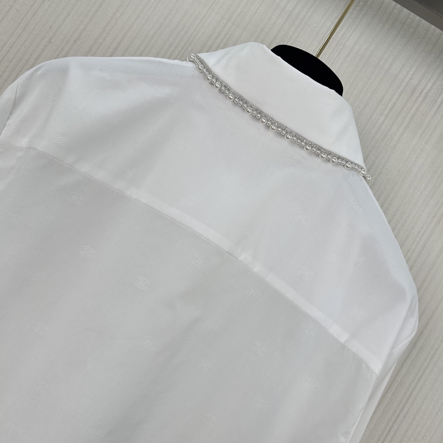 Coco-Inspired Pearl Button Blouse: French Court Style, Jacquard Cotton Shirt 8 i1743840824853 5092 0 7