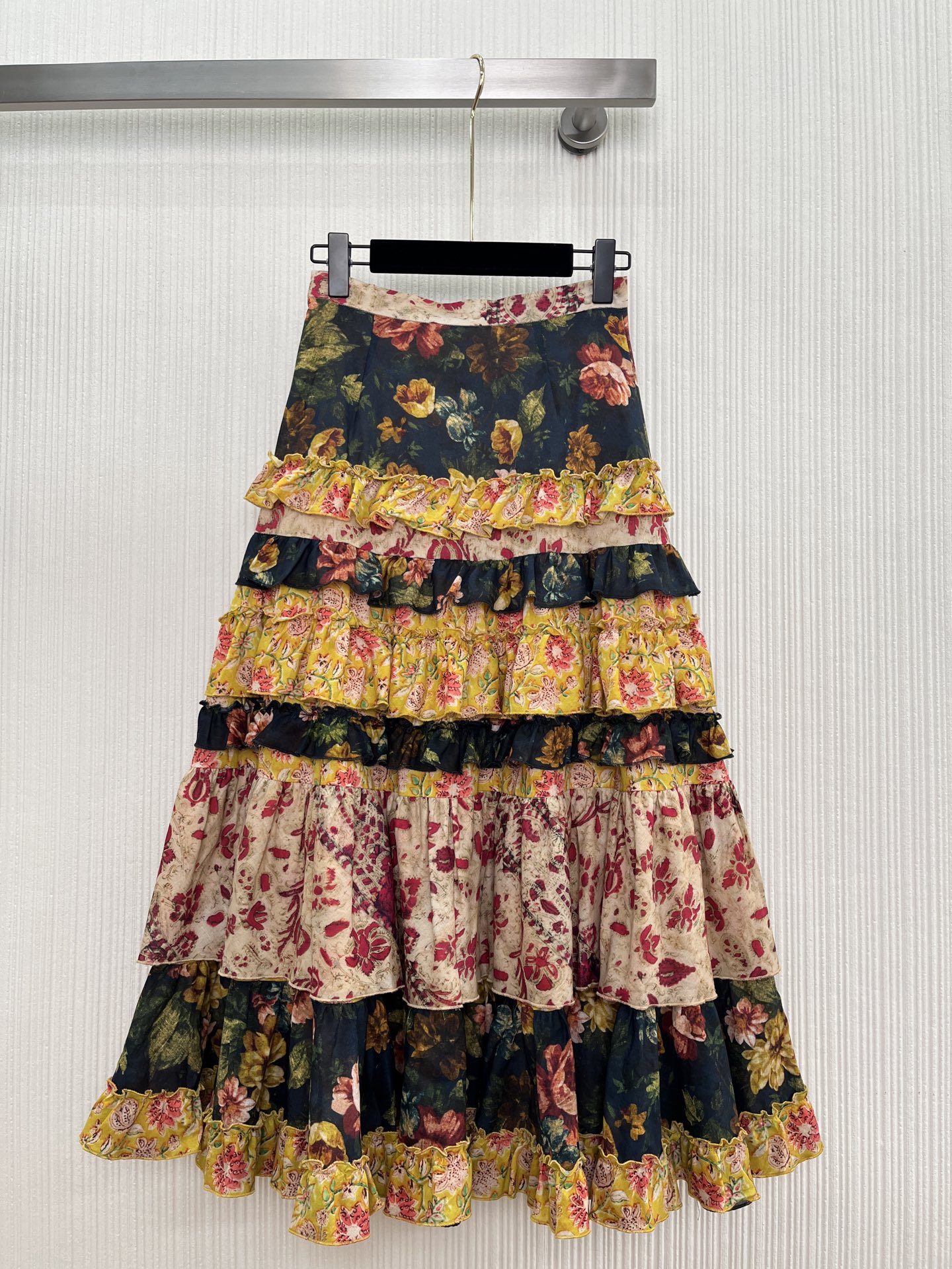 Valentino Women's Floral Print Layered Ruffle Hem Midi Skirt - Spring/Summer