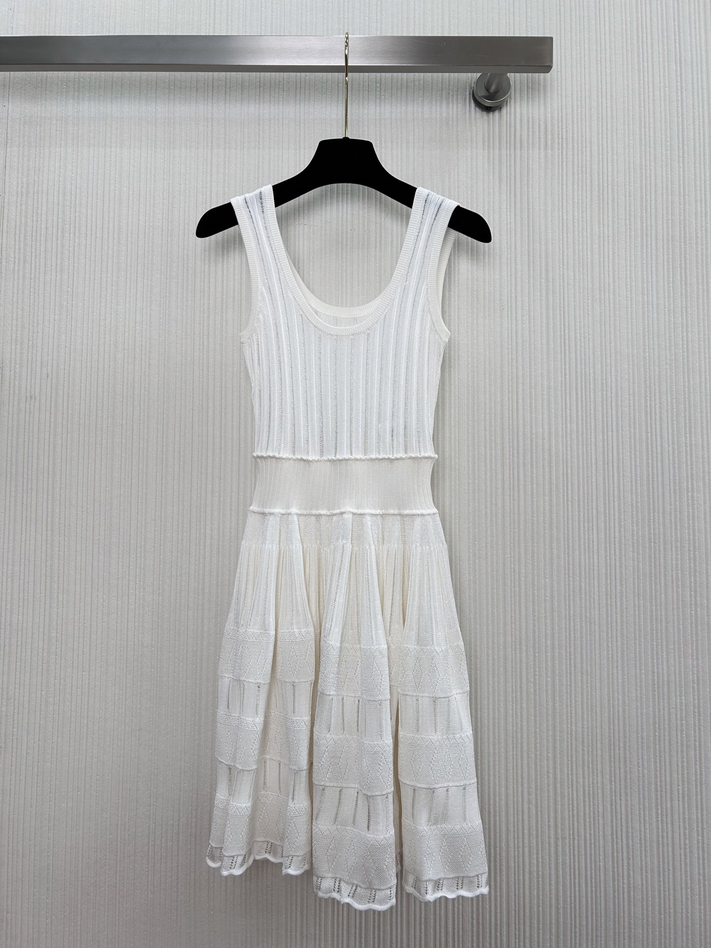 Elegant A-Line Knit Dress: Sleeveless, Round Neck, and Swiss Lace Detail 3 i1746500659512 4032 0 1