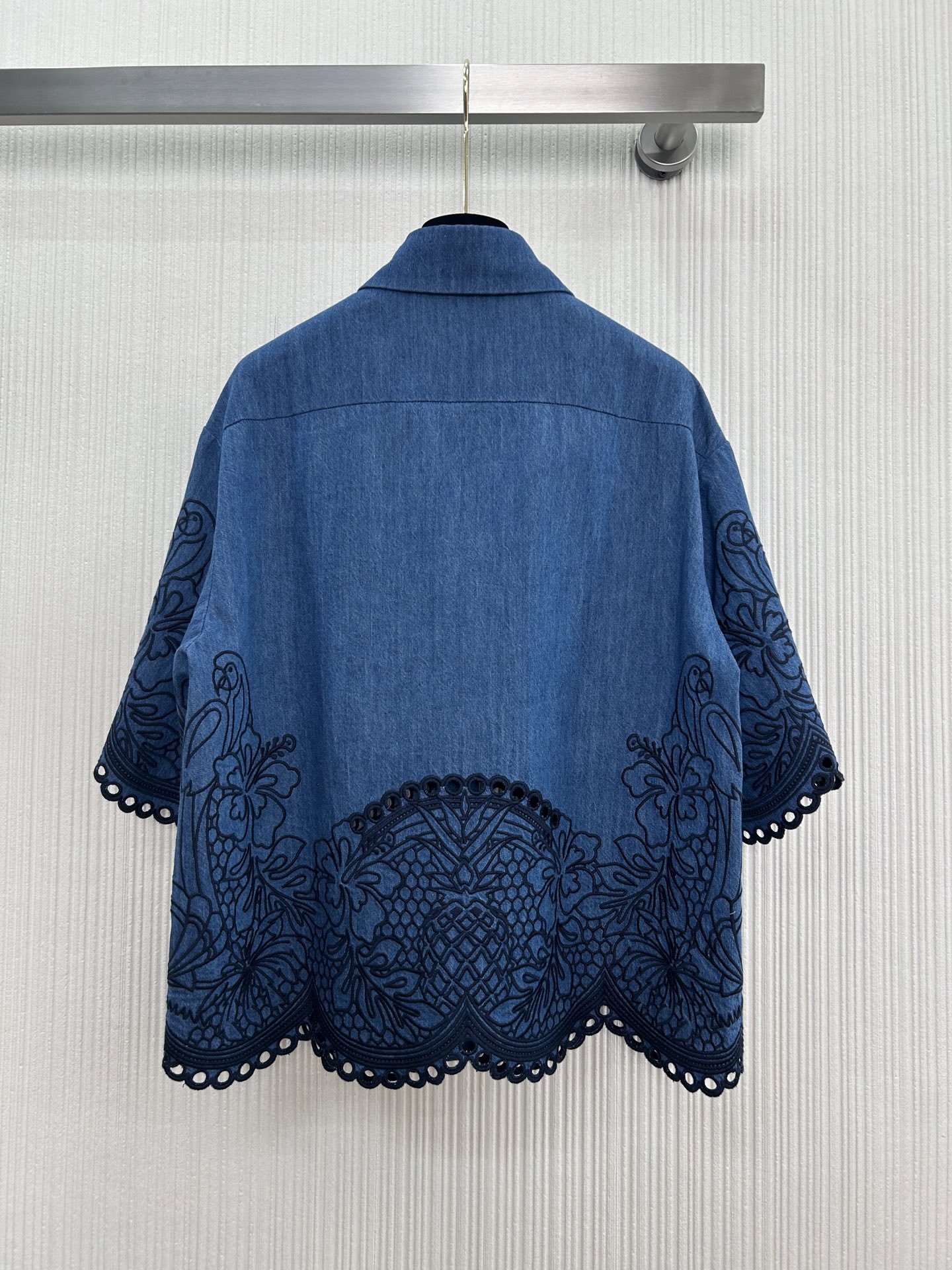 Embroidered Denim Short Sleeve Shirt - Bohemian Style, Floral Design 9 i1749799703947 6148 0 7