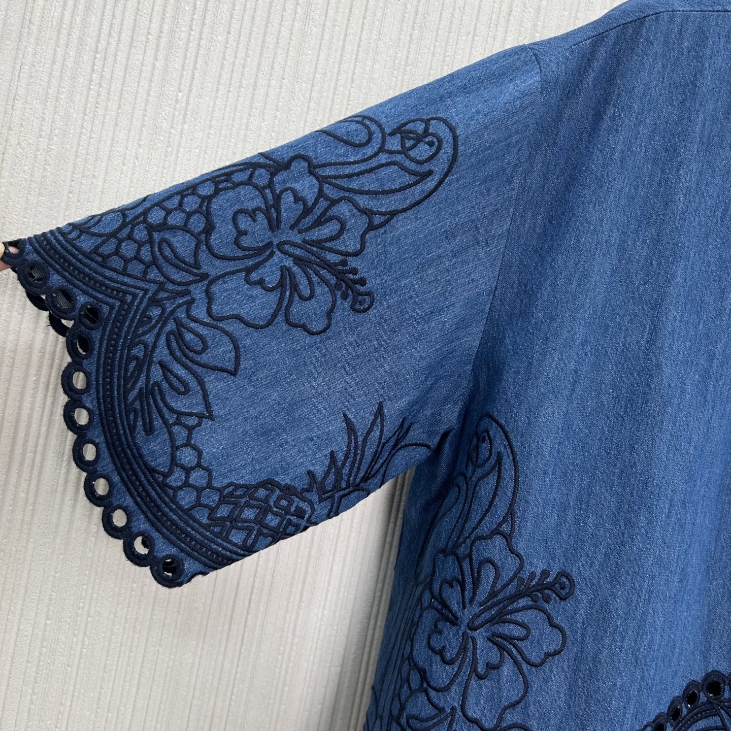 Embroidered Denim Short Sleeve Shirt - Bohemian Style, Floral Design 6 i1749799707704 1556 0 4