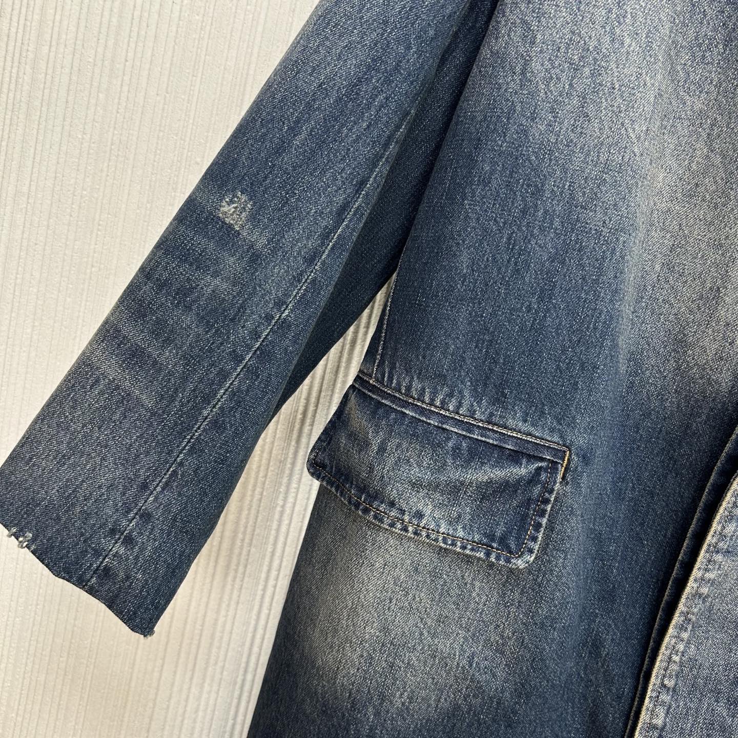 Prada Denim Long Coat: Unisex Straight Shoulder Fit, Enzyme Wash, Vintage Look 6 i1758082992627 5833 0 4