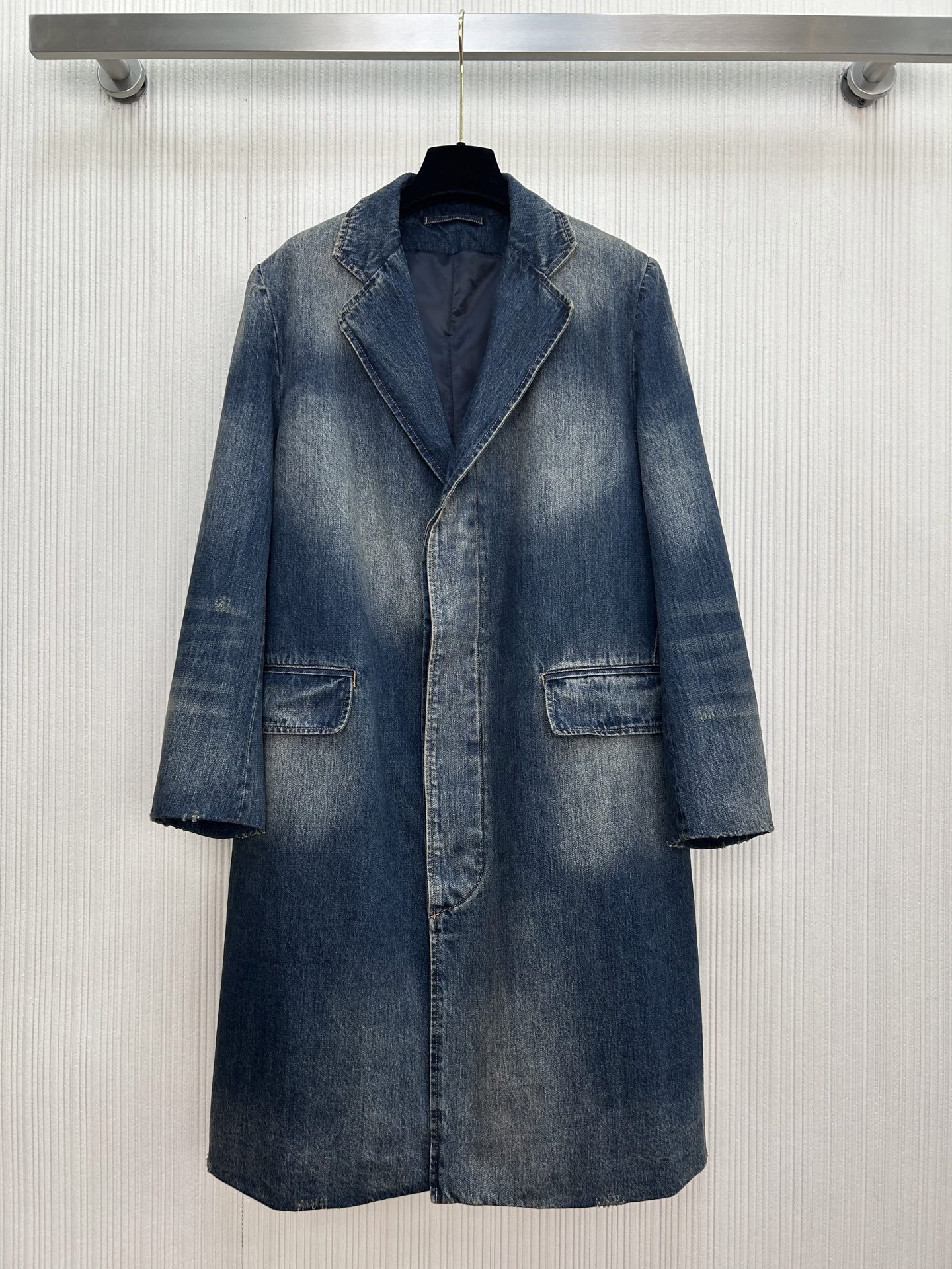 Prada Denim Long Coat: Unisex Straight Shoulder Fit, Enzyme Wash, Vintage Look 2 i1758082992980 734 0 0