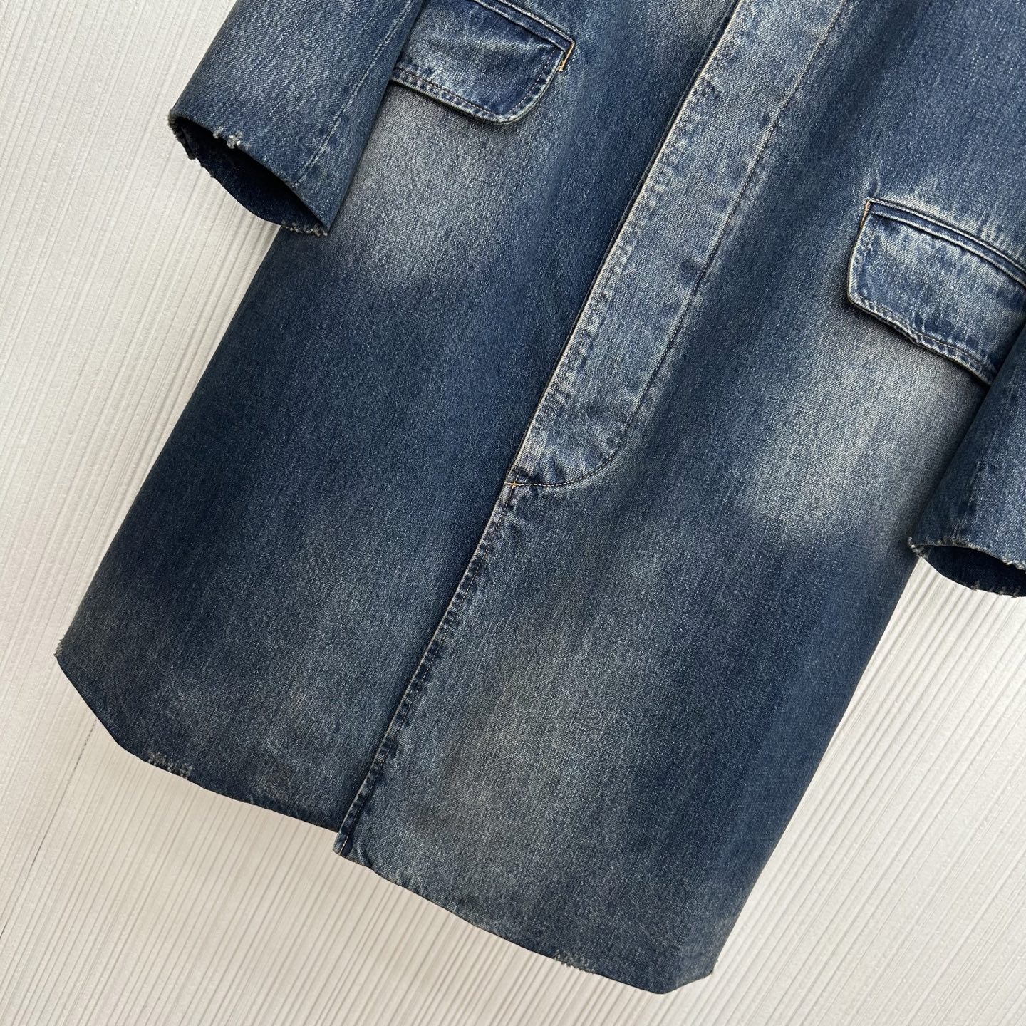 Prada Denim Long Coat: Unisex Straight Shoulder Fit, Enzyme Wash, Vintage Look 5 i1758082993796 7238 0 3