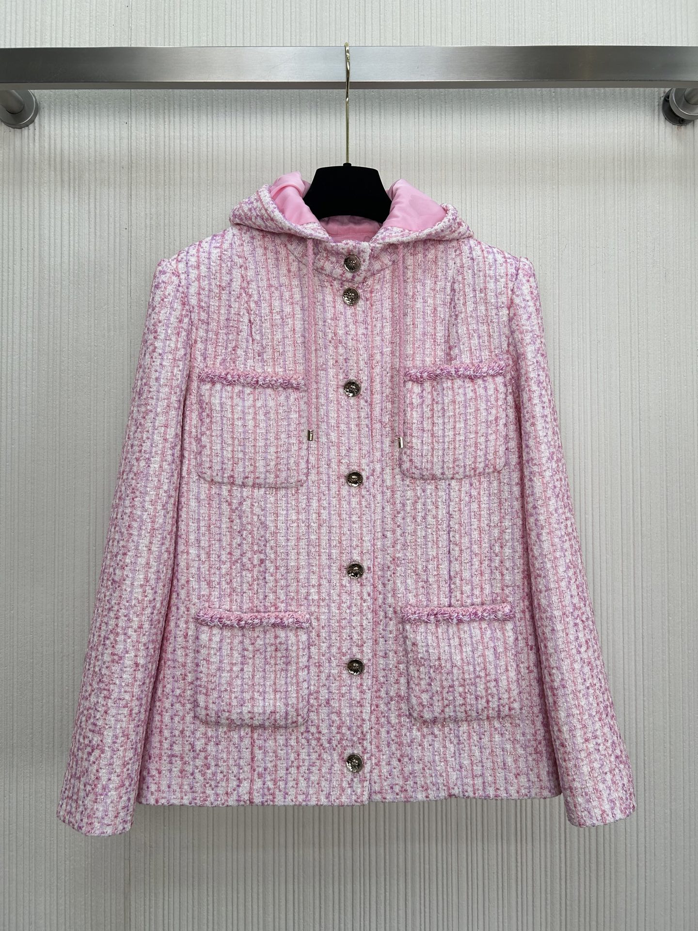 Elegant Black Tweed Four-Pocket Hooded Jacket - Inspired by Luxury Design 3 i1758353741251 9292 0 1