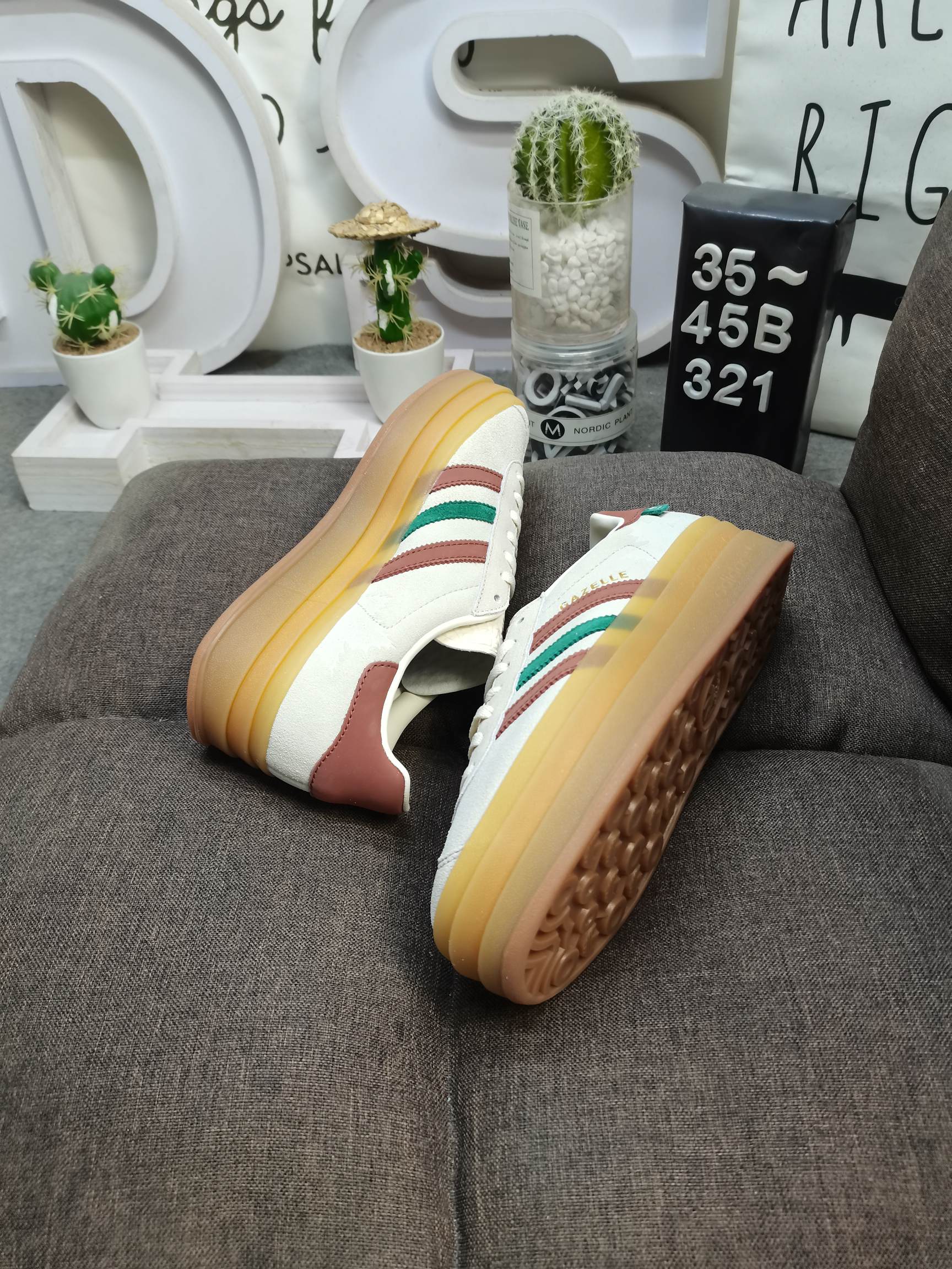 男女鞋35-45码带半码阿迪达斯AdidasOriginalsGazelleBoldW三叶草三层厚底低帮