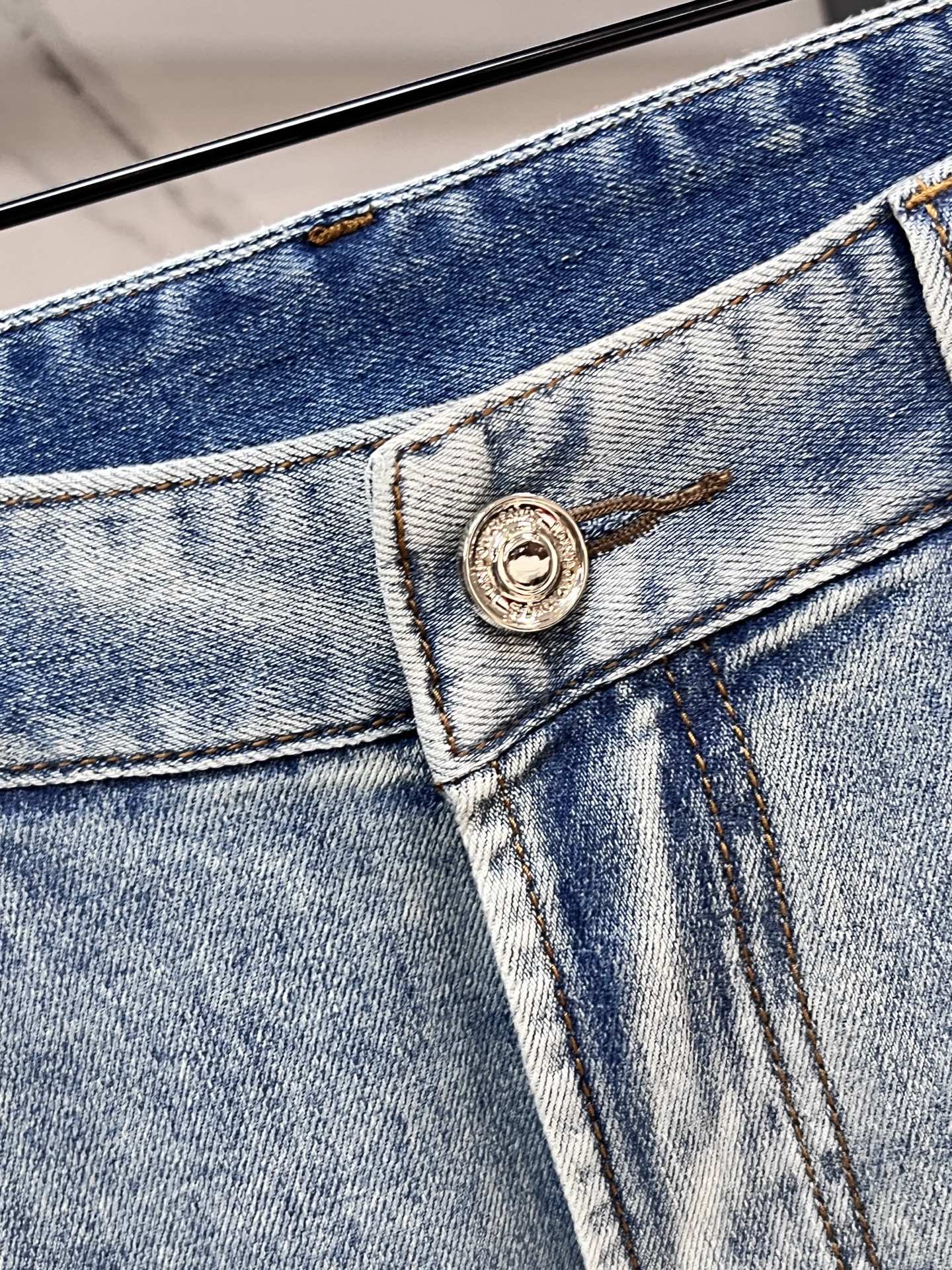 High-quality Imported Jeans with Heavy-Spring Fruit Wash and Hardware Decorations - 图片 5