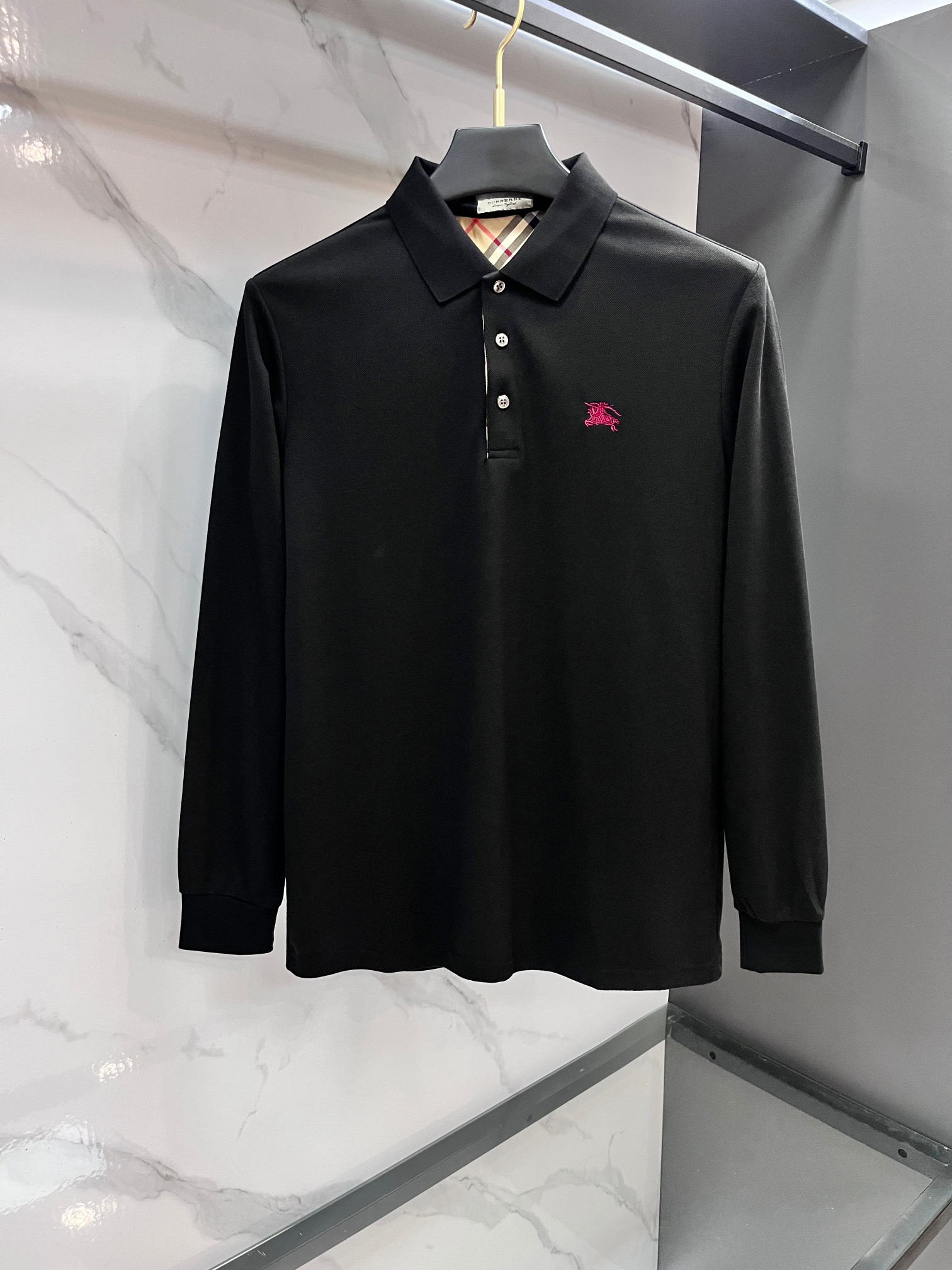 巴宝莉 专柜新品秋款长袖Polo，高端定制高版本时尚百搭爆款▲A原版进口珠地棉，胸前logo图案设计 手