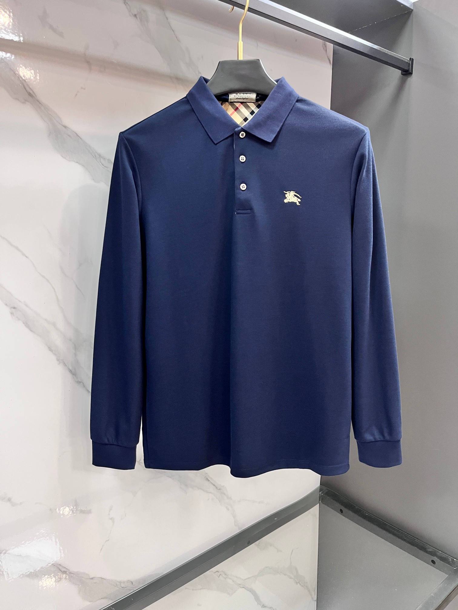 巴宝莉 专柜新品秋款长袖Polo，高端定制高版本时尚百搭爆款▲A原版进口珠地棉，胸前logo图案设计 手