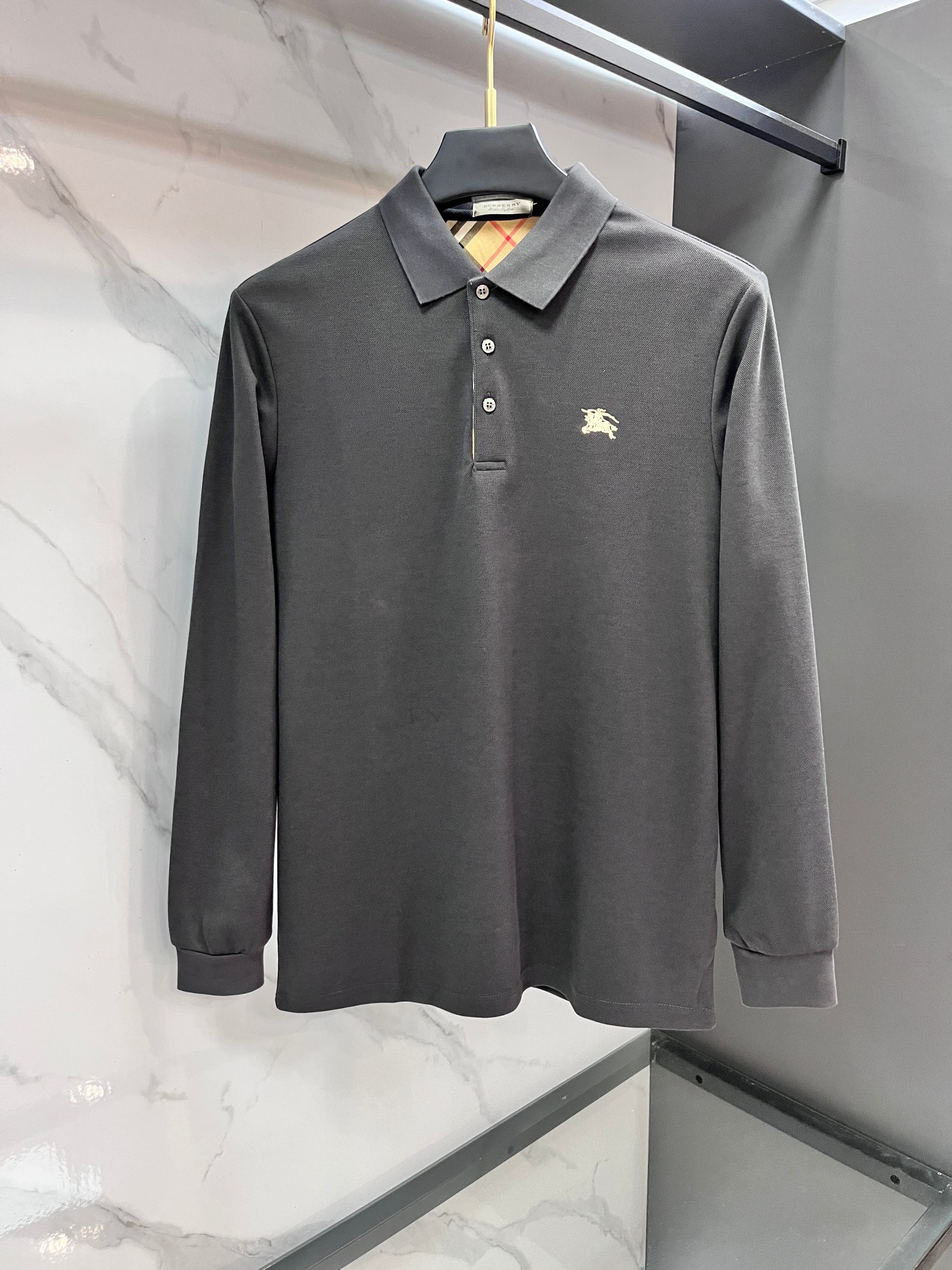 巴宝莉 专柜新品秋款长袖Polo，高端定制高版本时尚百搭爆款▲A原版进口珠地棉，胸前logo图案设计 手