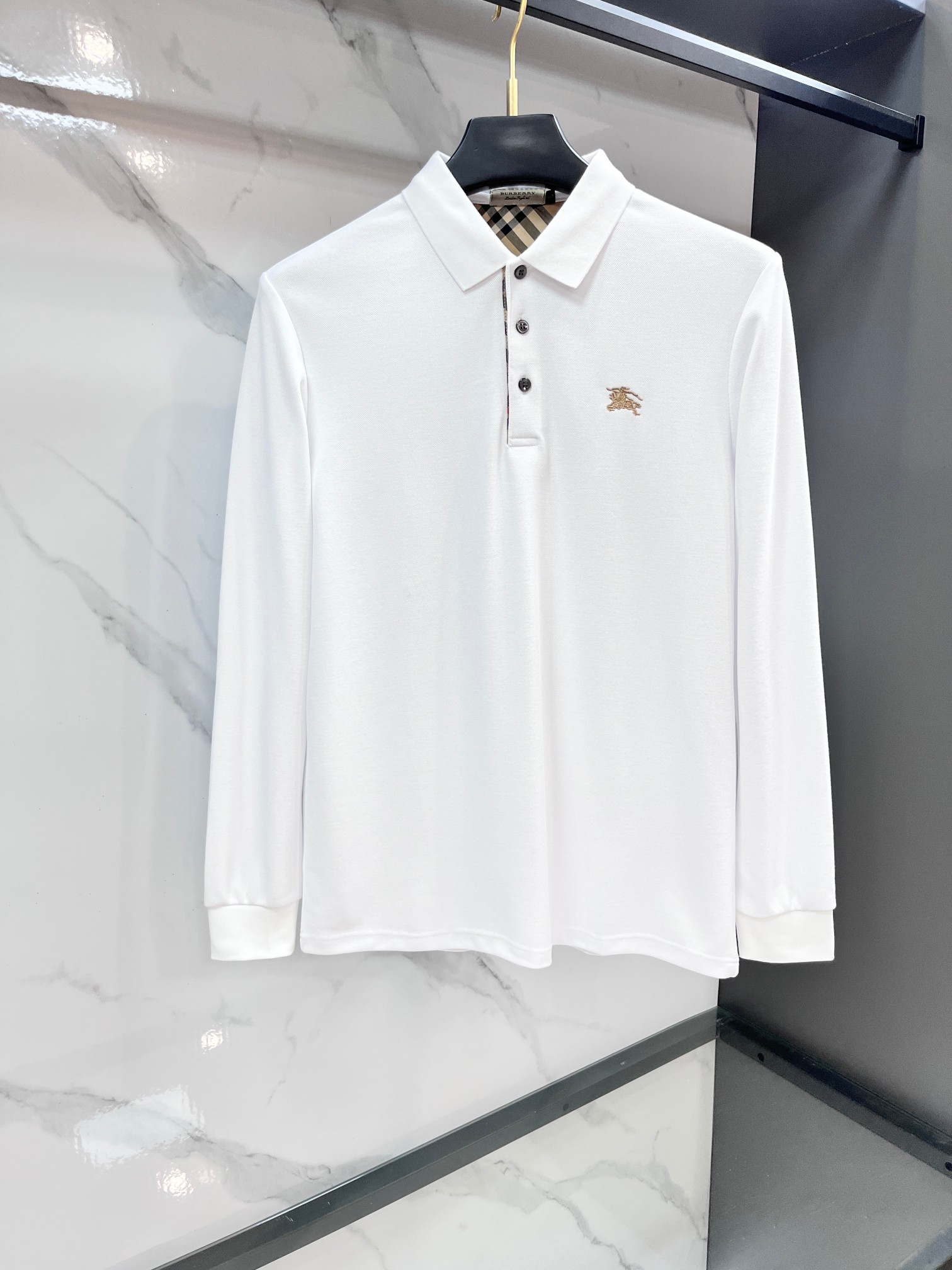 巴宝莉 专柜新品秋款长袖Polo，高端定制高版本时尚百搭爆款▲A原版进口珠地棉，胸前logo图案设计 手